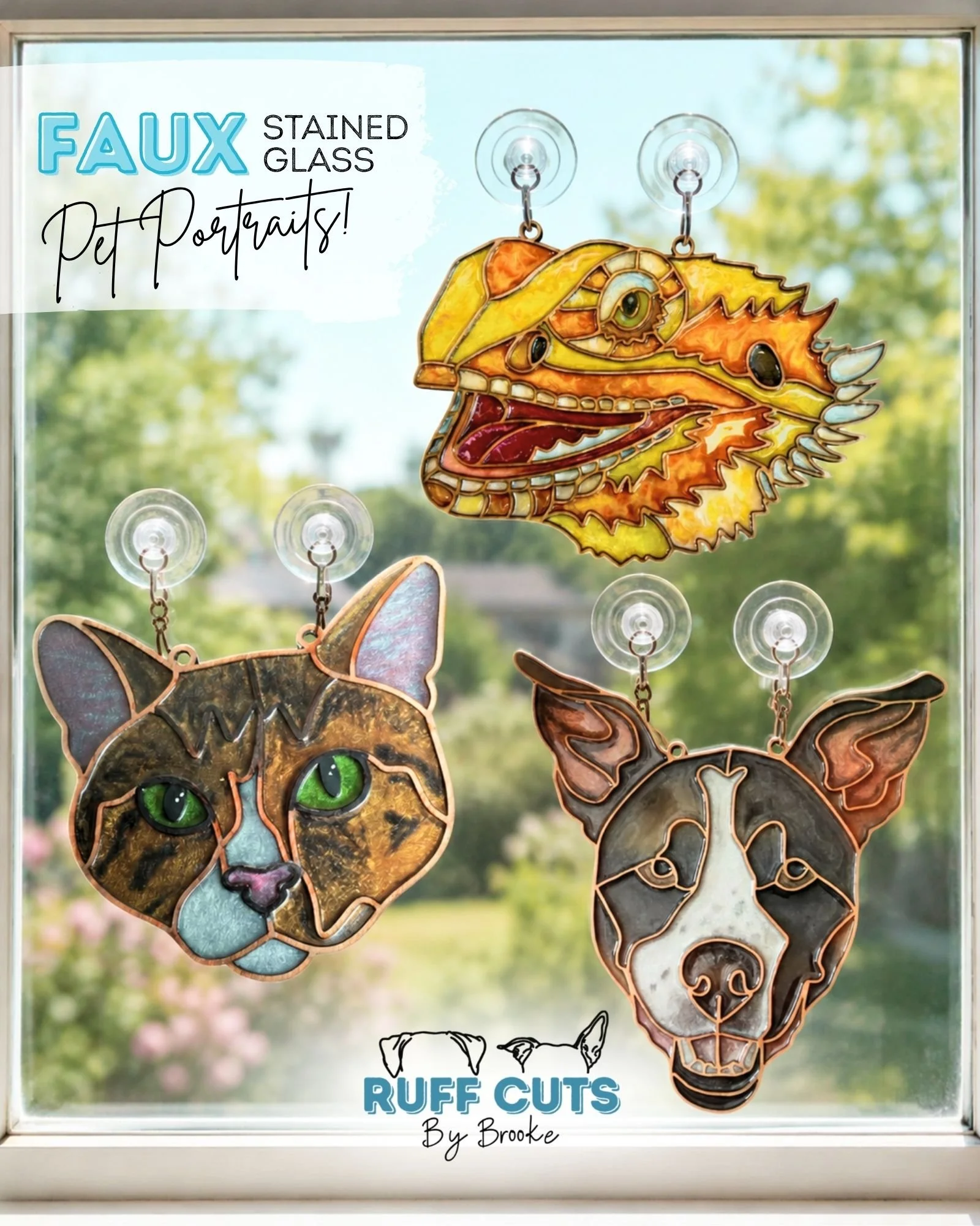 Custom FAUX Stained Glass Pet Portraits!