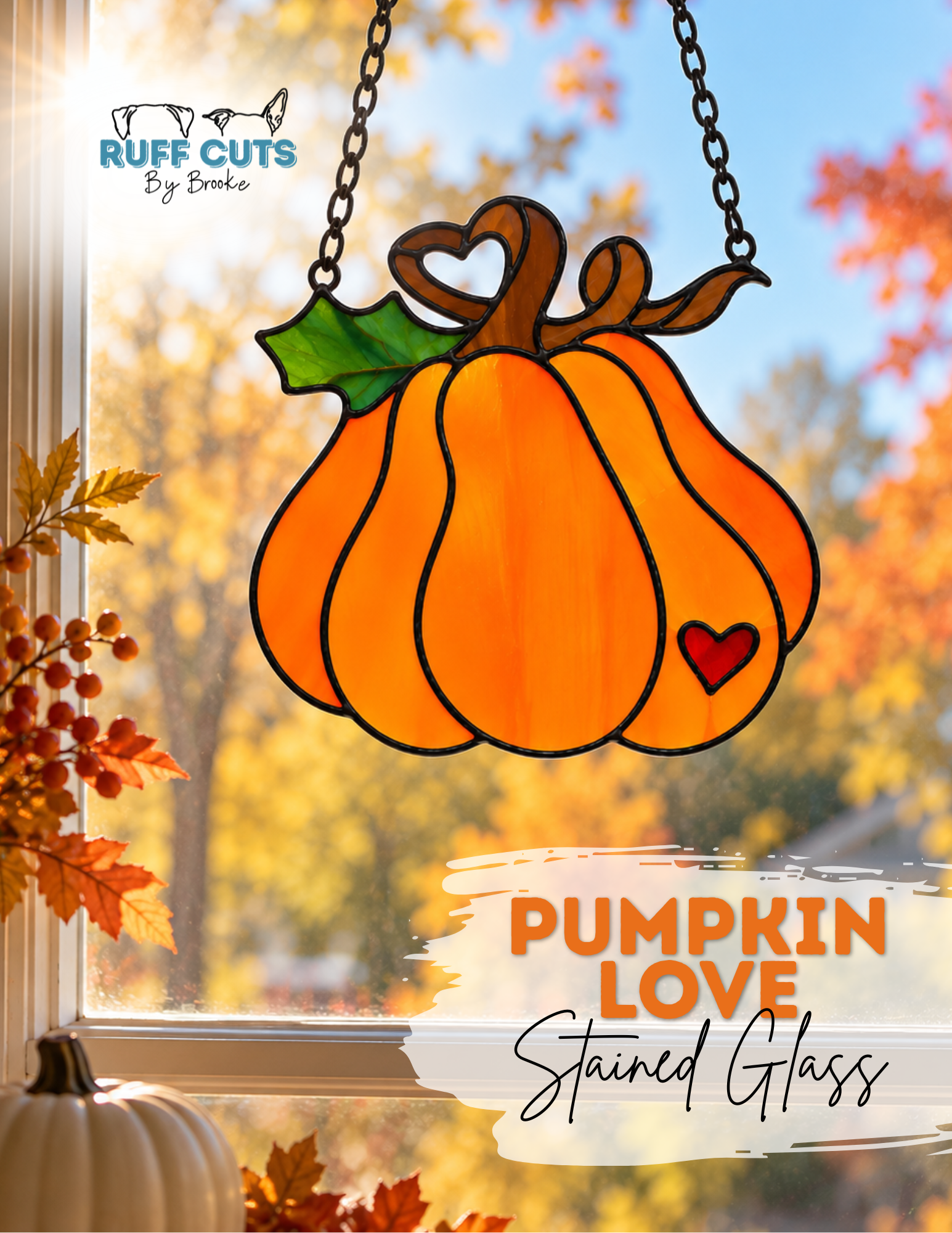 Pumpkin Love Stained Glass