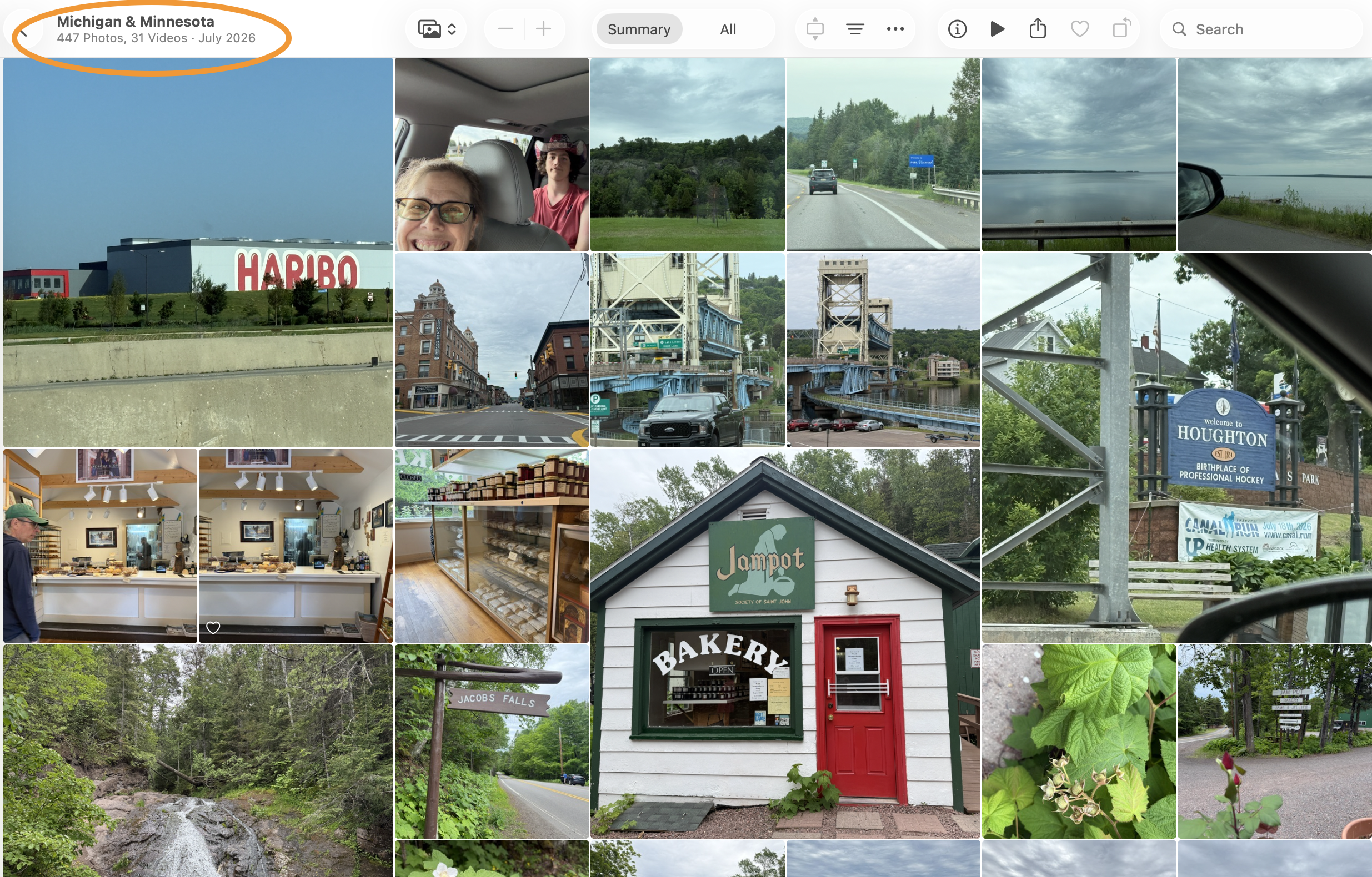 photo grid with text michigan and minnesota circled