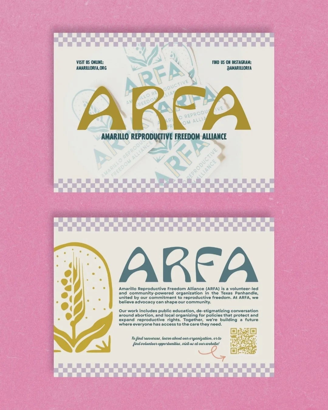 Image displaying a postcard with information about Amarillo Reproductive Freedom Alliance.