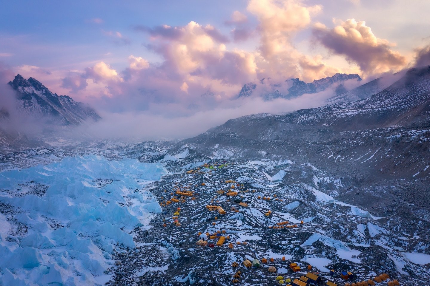Sunset on Everest Base Camp.
The Khumbu is really a river.

#sunset #everest #basecamp #goldenhour #mountains  #ice #khumbuicefall