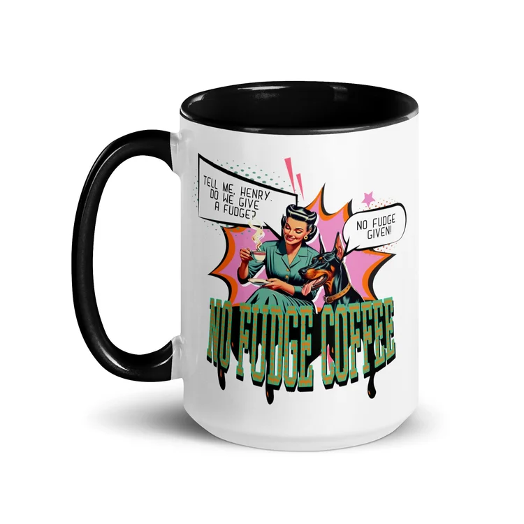 No Fudge Coffee Doberman Large Mug