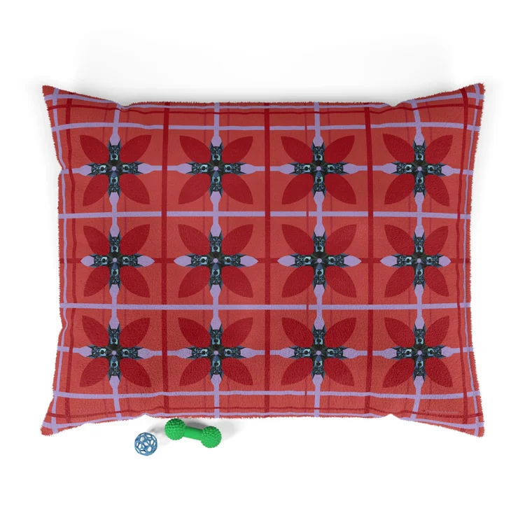 Doberman dog bed in a mid-century pattern