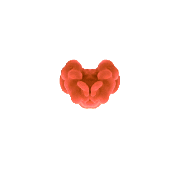 A pulsing stylized, orange heart