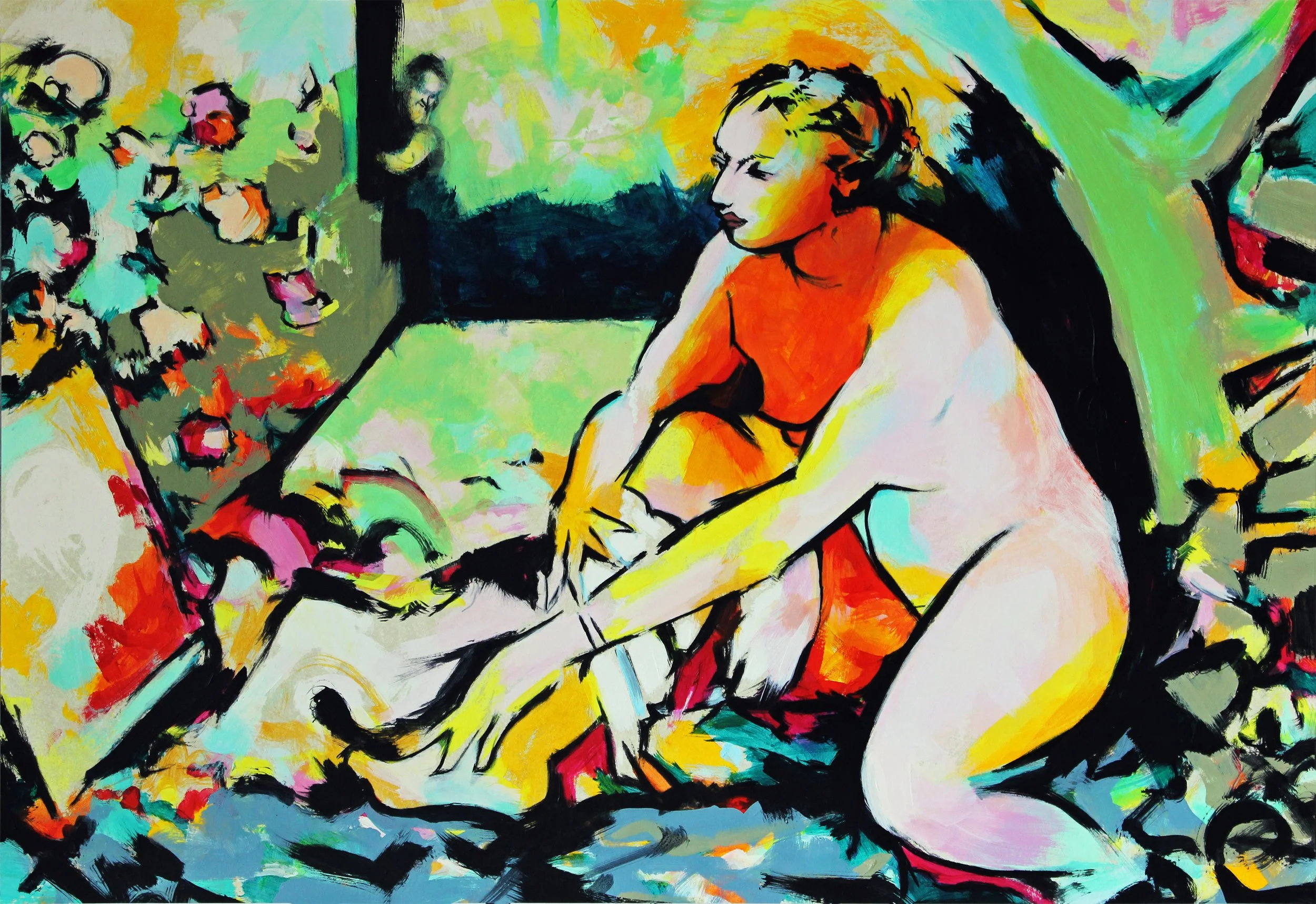 "Susannah and the Elders (after Tintoretto)”
acrylic and watercolour on paper 2026  (58 x 39 cm)