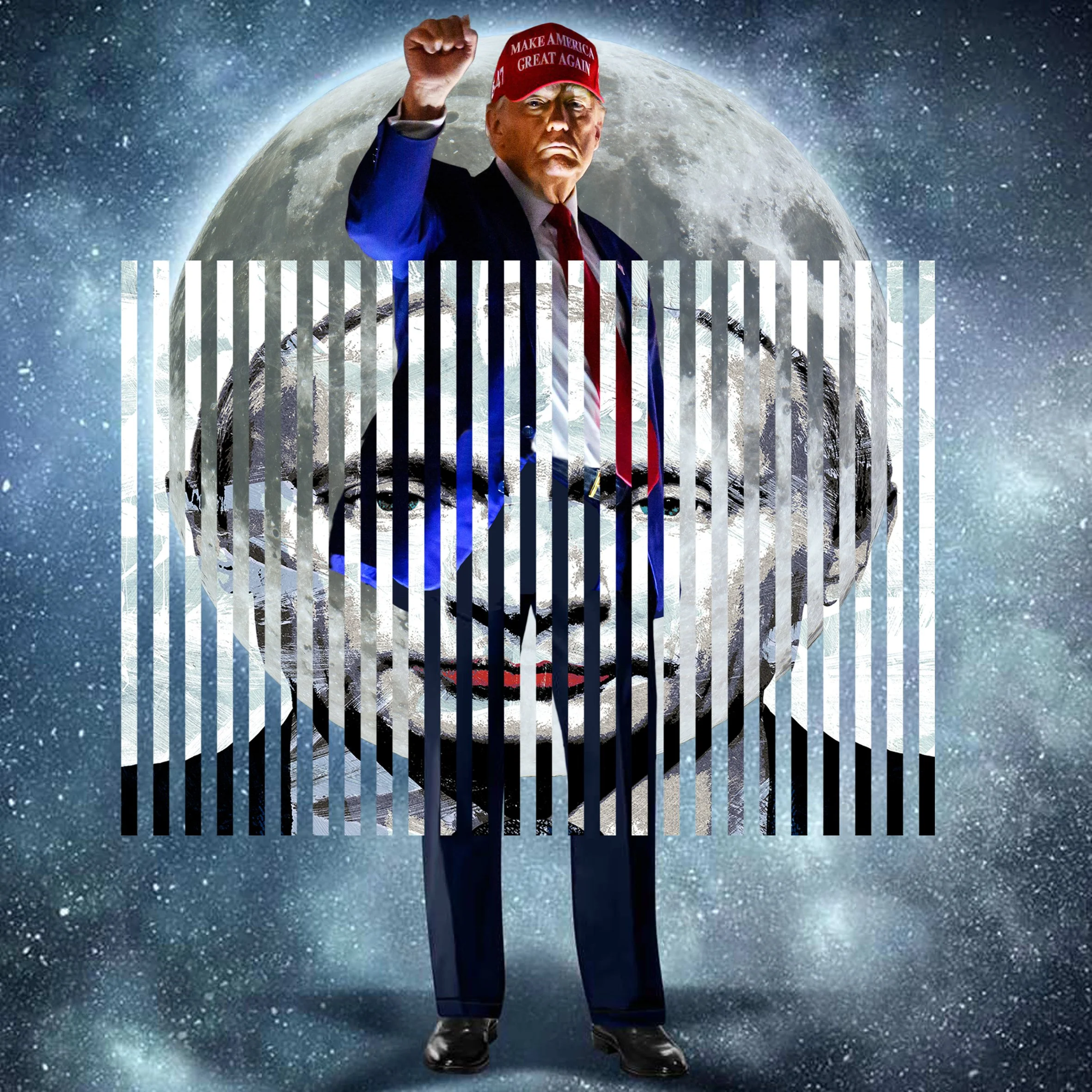 "Putin over the Moon with Trump" - digital image 2024