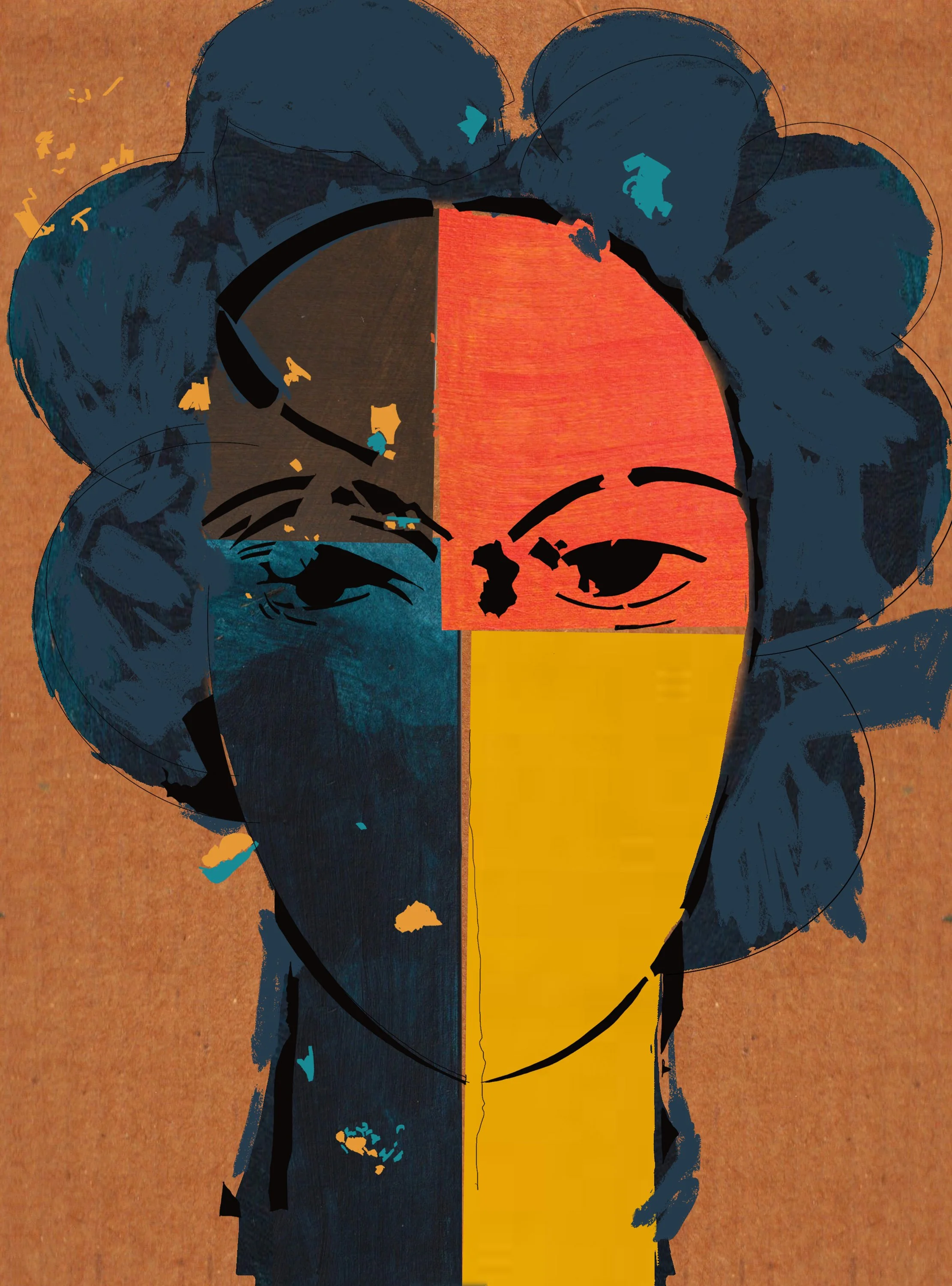 Saffron: study 1.2 
mixed media on board  2026   (50 x 70 cm)