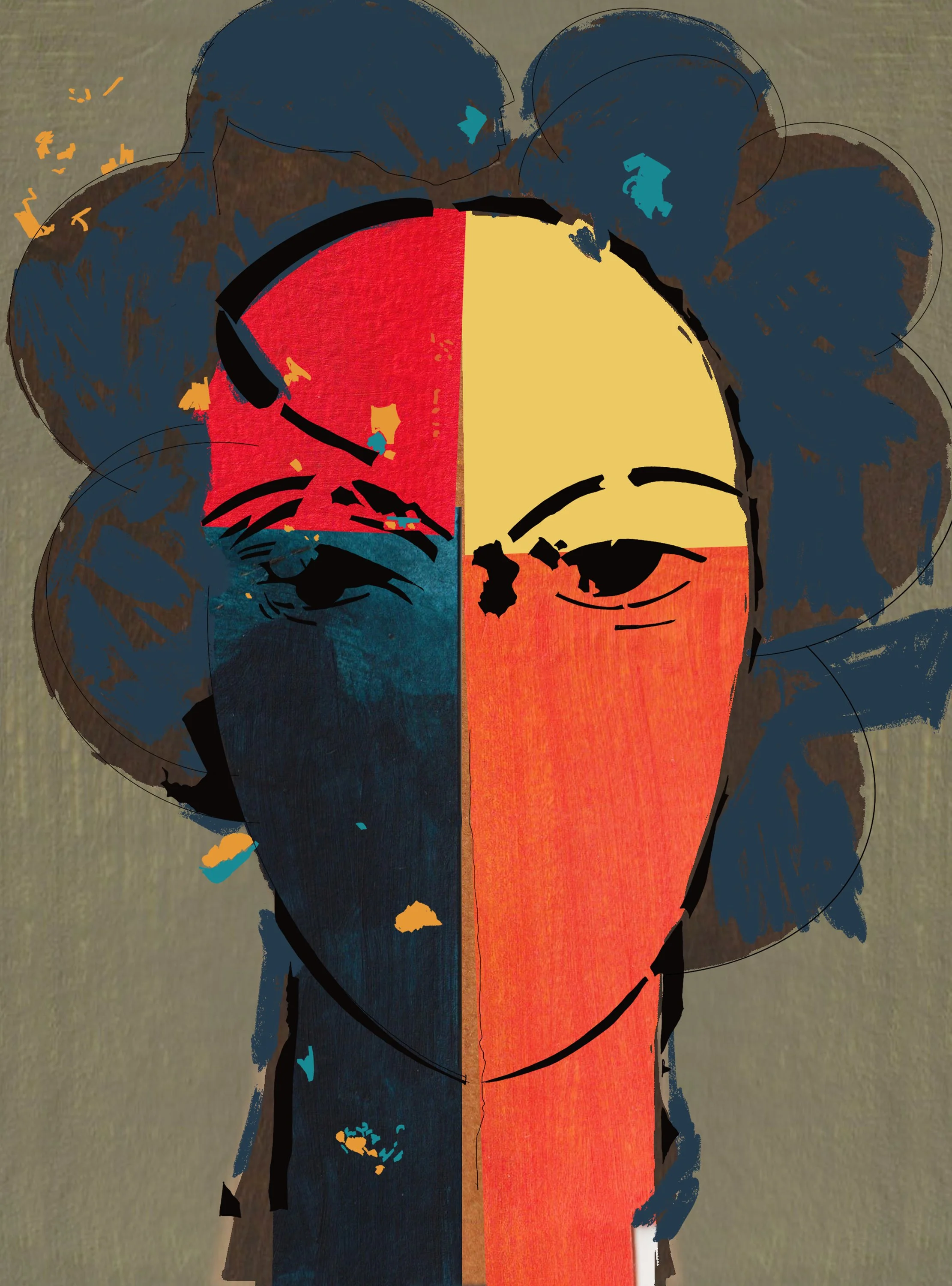 Saffron:  study 3.2
mixed media on board  2026   (50 x 70 cm)