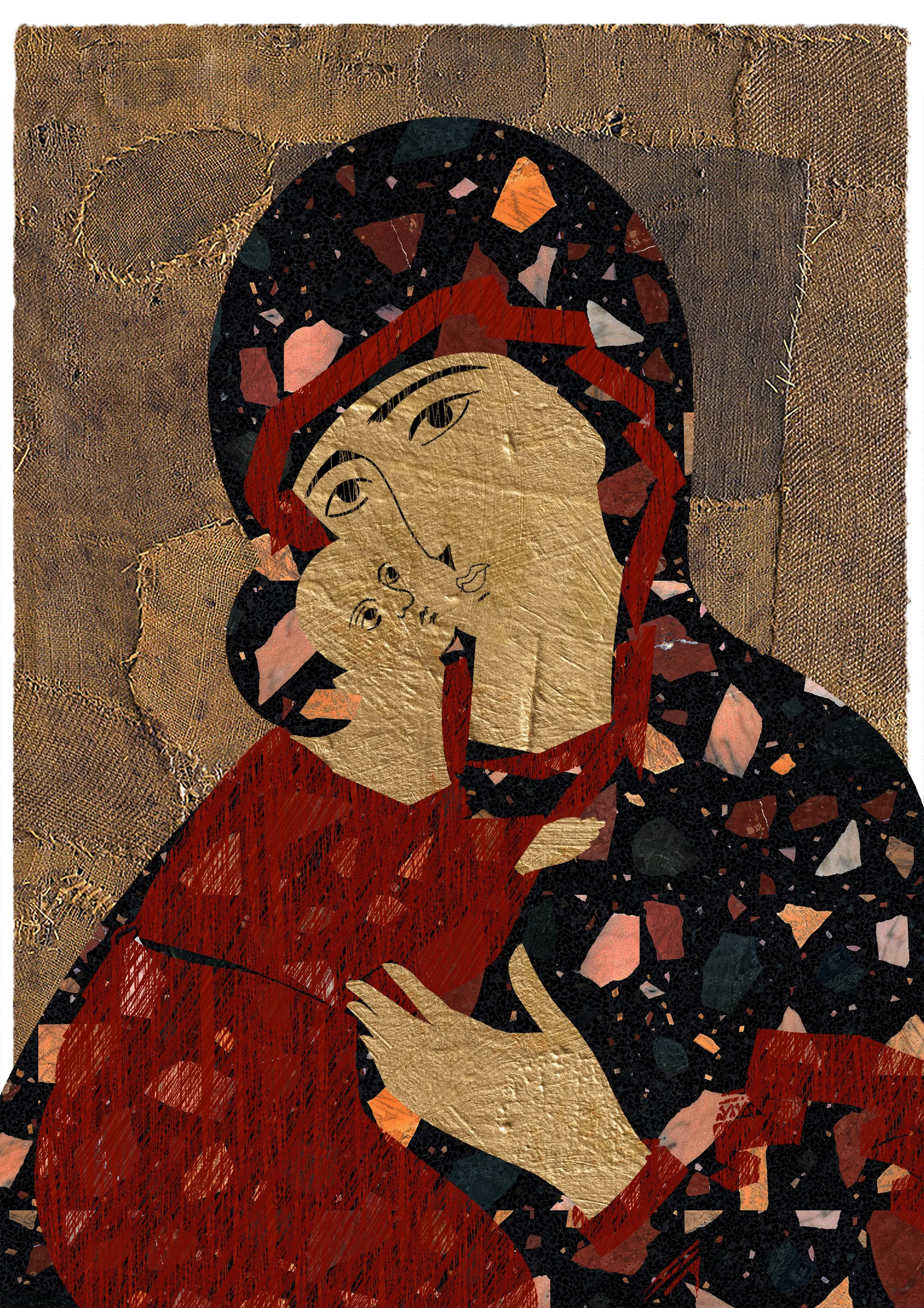 “Madonna of the Rags (after Burri)”    limited edition Giclee print    on A3  Hahnemule paper