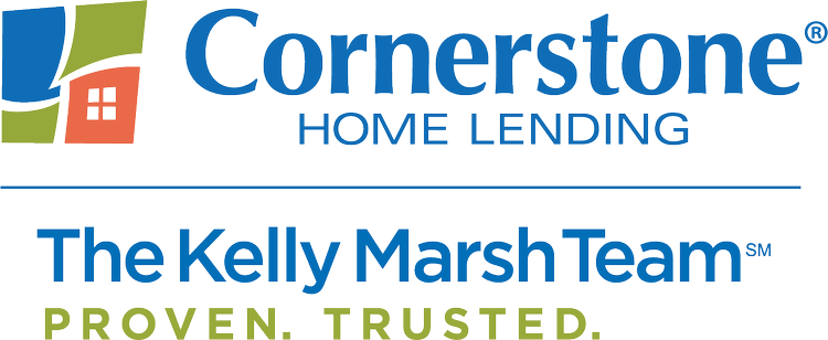 Cornerstone Home Lending logo with the slogan "Proven. Trusted." and the Kelly Marsh Team branding.