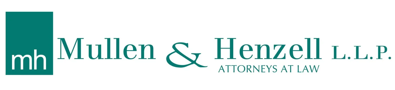 Logo of Mullen & Henzell LLP law firm with green lettering and a green square with white letters 'mh'.