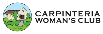 Logo of Carpenteria Woman's Club featuring a house and landscape with trees and a pond, with text 'Carpinteria Woman's Club' and 'Est. 1894'.