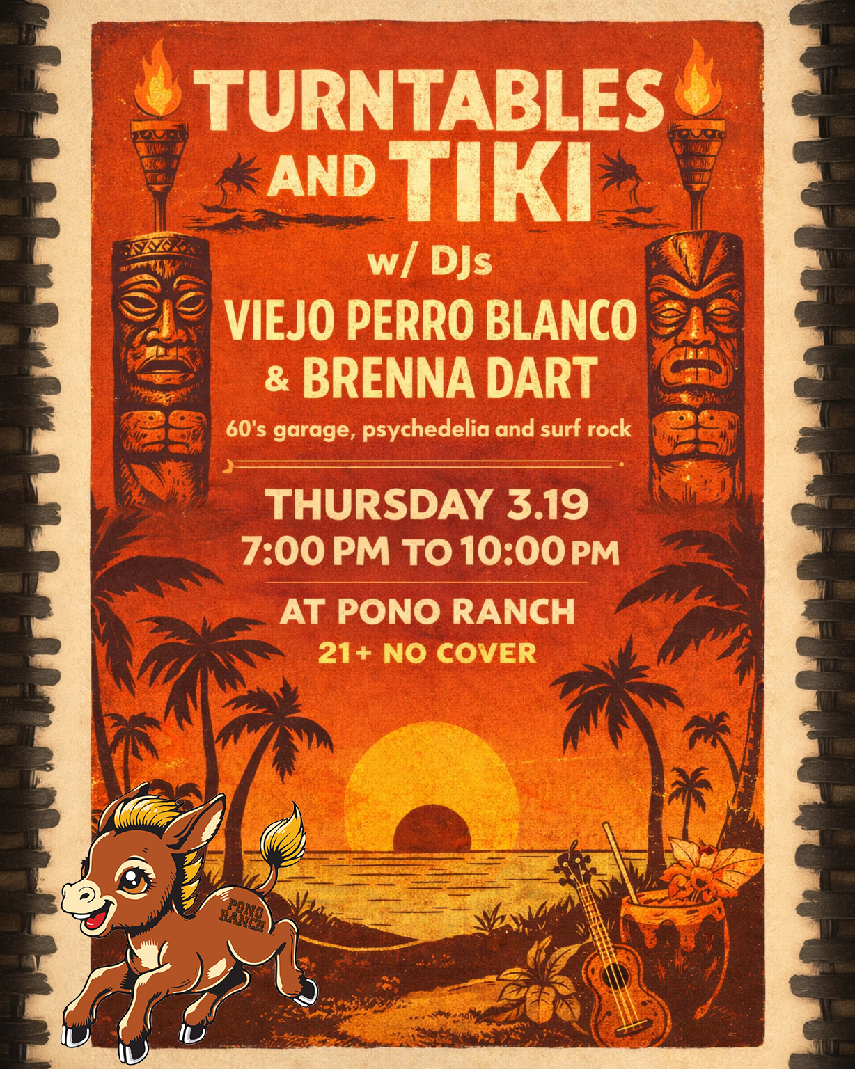 Turntables and Tiki w/ DJs Viejo Perro Blanco and Brenna Dart