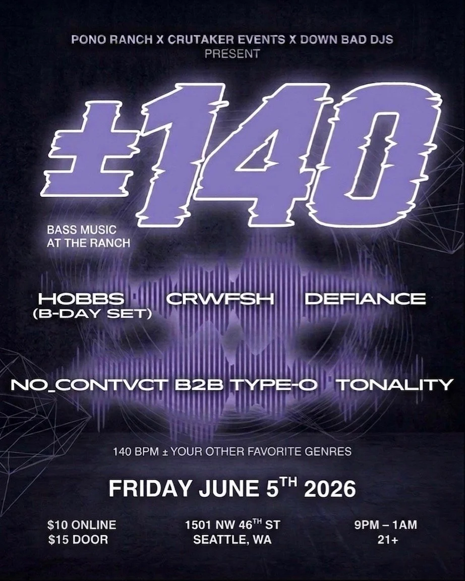 Down Bad DJs x CruTaker Events present: ±140 Bass Music at the Ranchft. Hobbs, CRWFSH, Defiance, No_Contvct b2b Type-O, Tonality