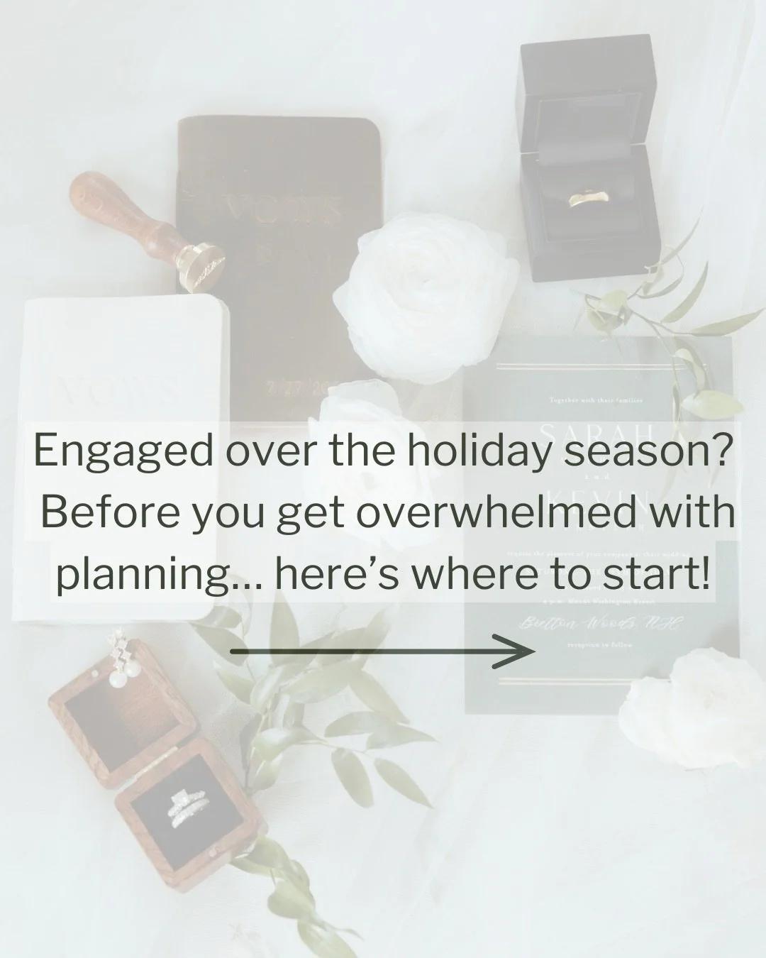 Engaged over the holidays? 🎉 Don&rsquo;t let planning overwhelm you!

Here&rsquo;s where to start for your wedding:

✨ Pause and celebrate your engagement
✨ Identify your top priorities as a couple
✨ Book venues and key vendors early. The season fil