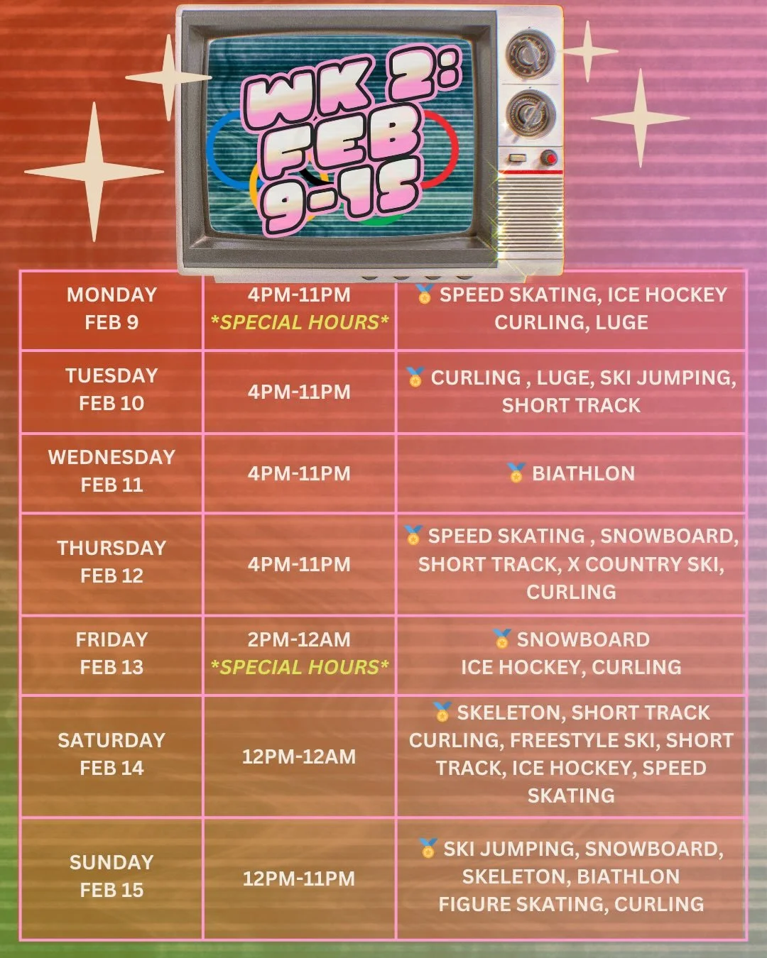 if being into the Olympics was a competition we&rsquo;d be going for the gold 🥇 how fun to watch the opening ceremony and the weekend&rsquo;s events with everyone! and we&rsquo;re KEEPING IT GOING ALL WEEK - including today (monday!) when we&rsquo;l