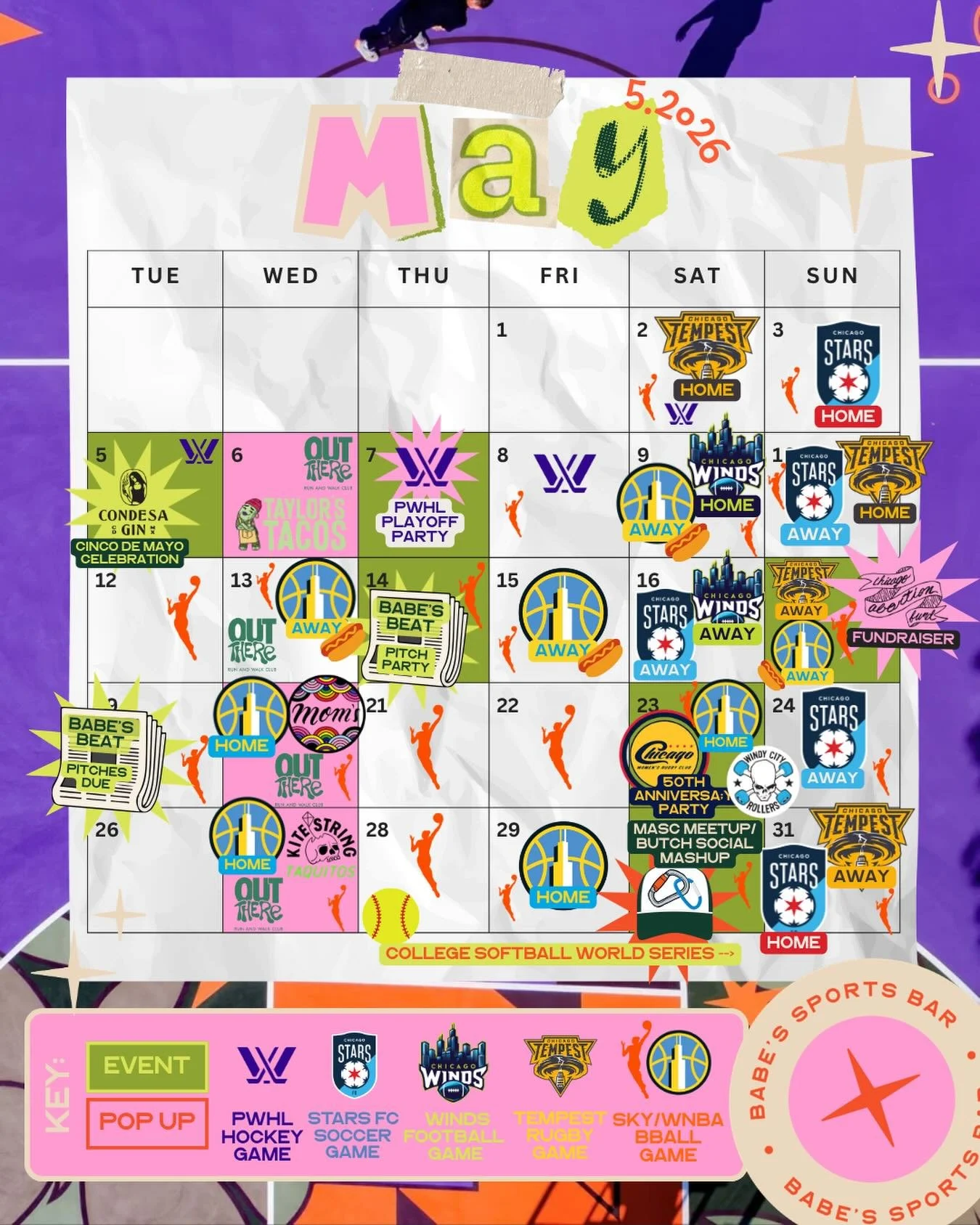 Welcome to May at Babe&rsquo;s aka PATIO SEASON!!! We&rsquo;re so excited for you to see the work that&rsquo;s been happening out on the (recently renamed) CourtYard. We&rsquo;ll have it open starting the second week of May (by then hopefully Chicago