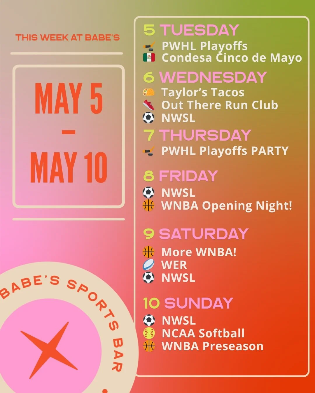 we got six strong days of women&rsquo;s sports see you soon!!!
