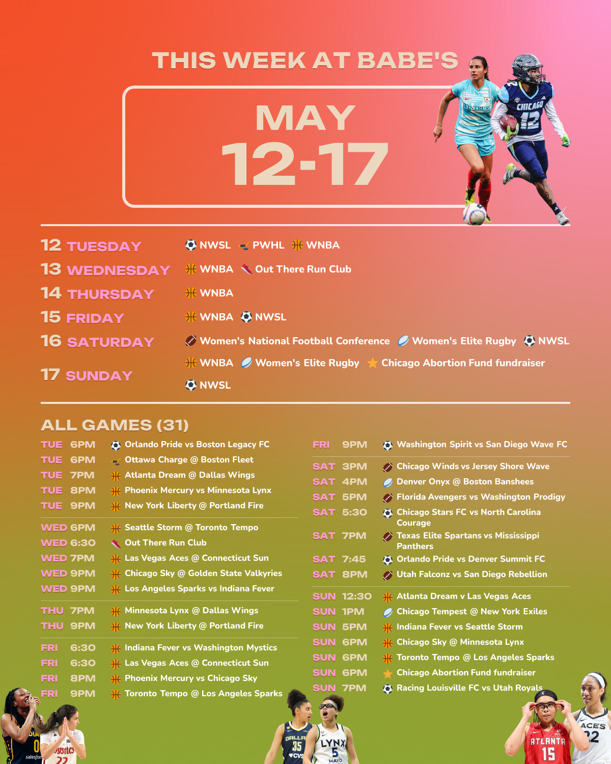 This Week at Babe’s: May 12- 17