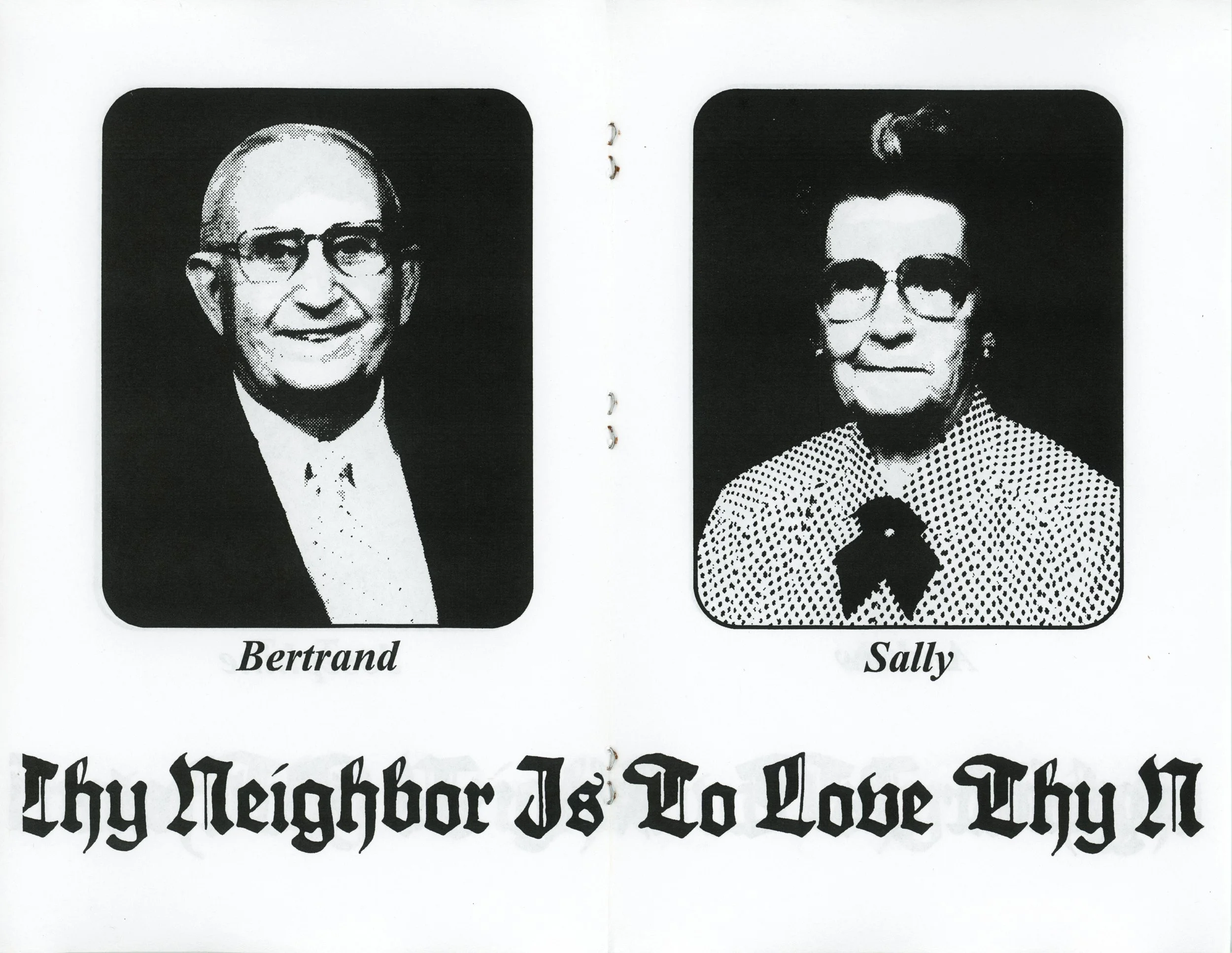 Hunter McArthur, Supplemental Zine for 𝘗𝘢𝘳𝘪𝘴𝘩𝘪𝘰𝘯𝘦𝘳𝘴 (𝘛𝘰 𝘒𝘯𝘰𝘸 𝘛𝘩𝘺 𝘕𝘦𝘪𝘨𝘩𝘣𝘰𝘳), 2024, Xerox printed zine