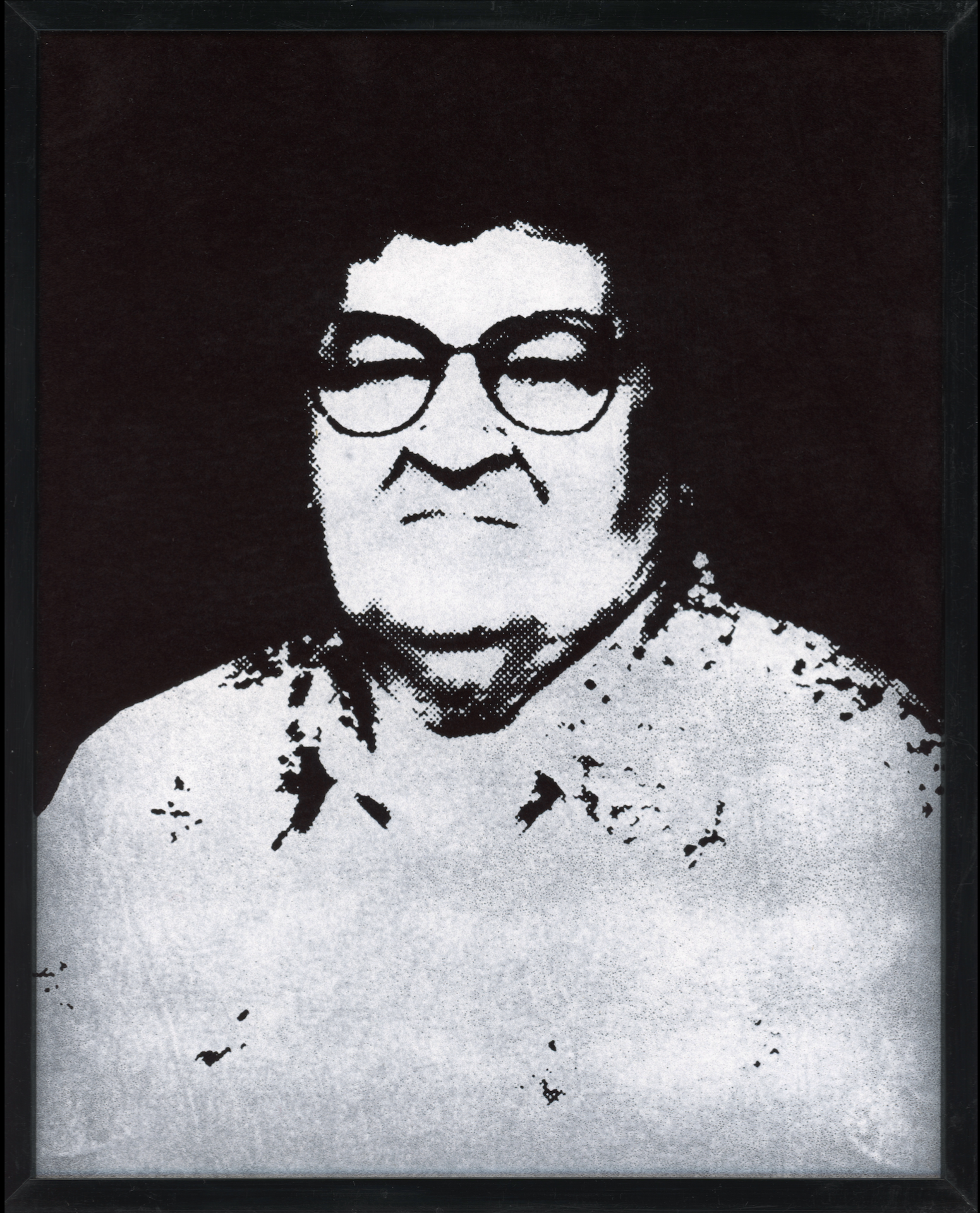 Hunter McArthur, 𝘑𝘰𝘢𝘯 from 𝘗𝘢𝘳𝘪𝘴𝘩𝘪𝘰𝘯𝘦𝘳𝘴 (𝘛𝘰 𝘒𝘯𝘰𝘸 𝘛𝘩𝘺 𝘕𝘦𝘪𝘨𝘩𝘣𝘰𝘳), 2024, acrylic ink on faux velvet