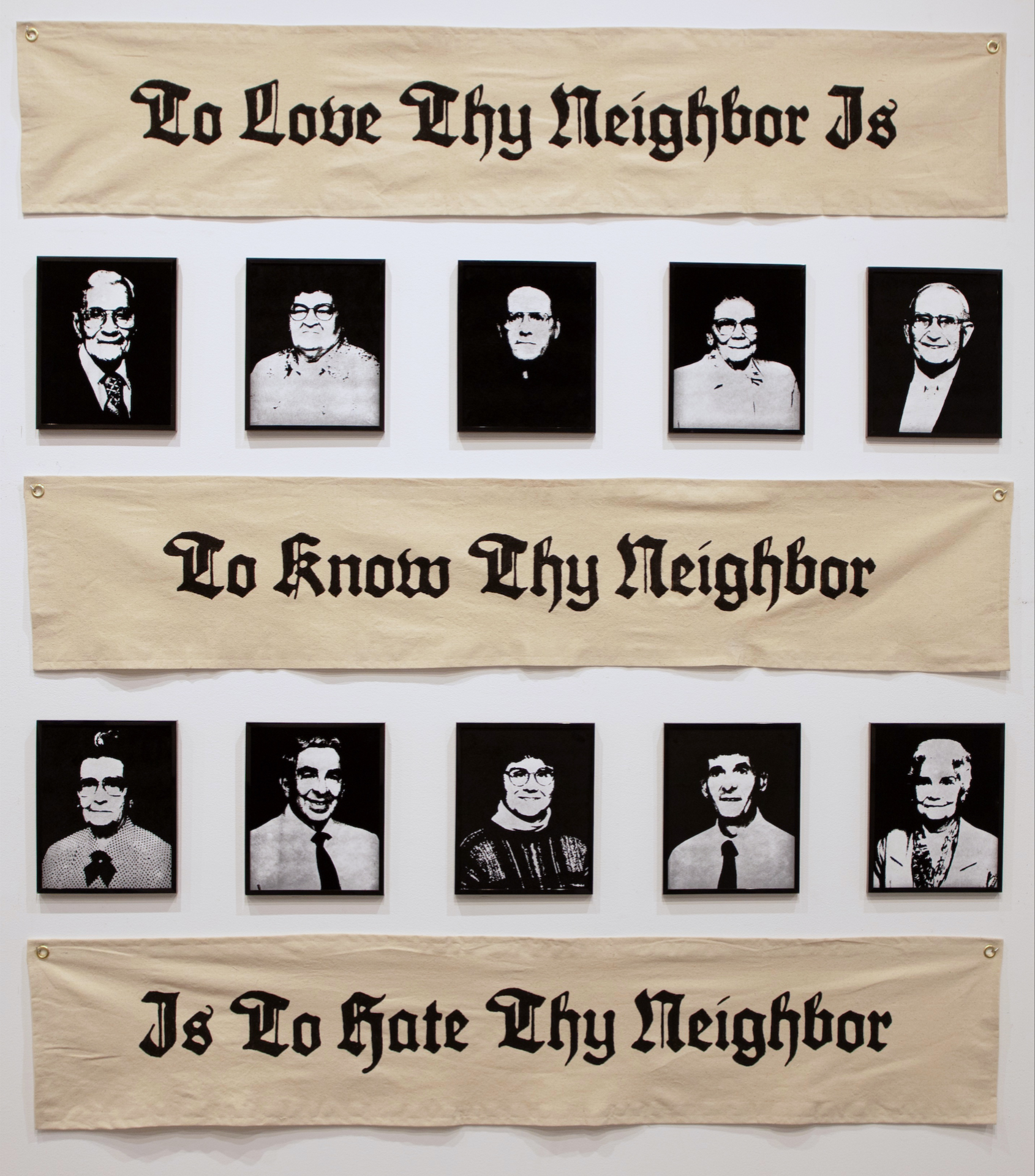 Hunter McArthur, 𝘗𝘢𝘳𝘪𝘴𝘩𝘪𝘰𝘯𝘦𝘳𝘴 (𝘛𝘰 𝘒𝘯𝘰𝘸 𝘛𝘩𝘺 𝘕𝘦𝘪𝘨𝘩𝘣𝘰𝘳), 2024, acrylic ink on faux velvet and canvas