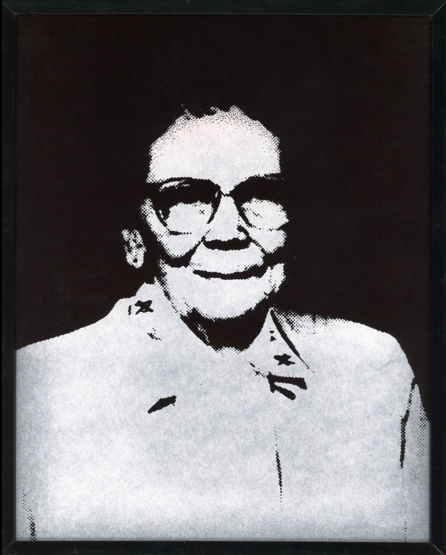 Hunter McArthur, 𝘑𝘰𝘴𝘦𝘱𝘩𝘪𝘯𝘦 from 𝘗𝘢𝘳𝘪𝘴𝘩𝘪𝘰𝘯𝘦𝘳𝘴 (𝘛𝘰 𝘒𝘯𝘰𝘸 𝘛𝘩𝘺 𝘕𝘦𝘪𝘨𝘩𝘣𝘰𝘳), 2024, acrylic ink on faux velvet