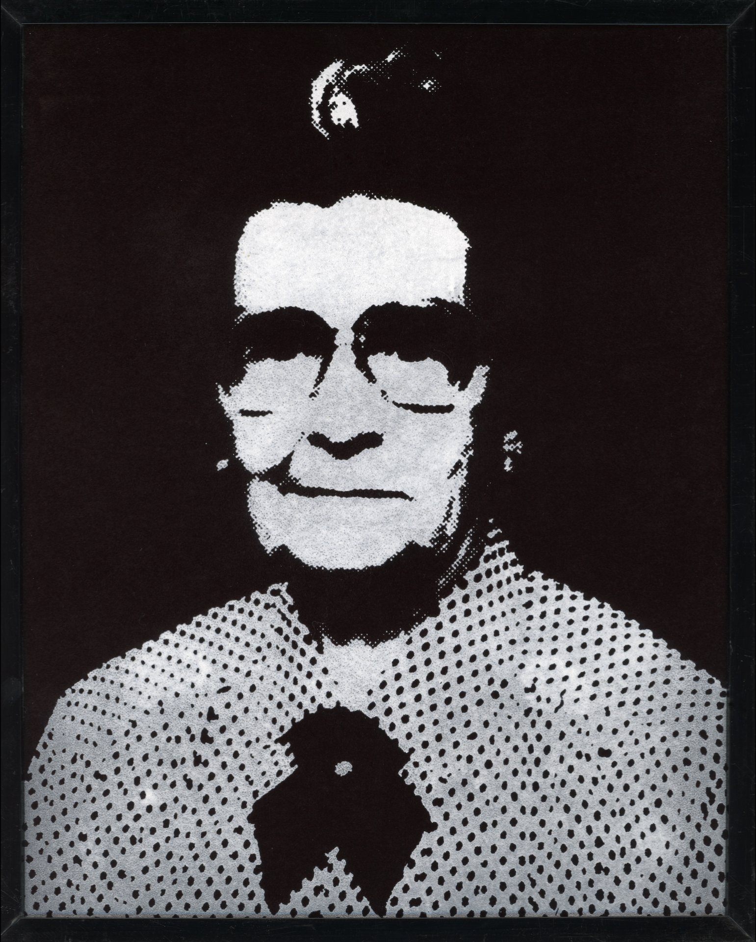 Hunter McArthur, 𝘚𝘢𝘭𝘭𝘺 from 𝘗𝘢𝘳𝘪𝘴𝘩𝘪𝘰𝘯𝘦𝘳𝘴 (𝘛𝘰 𝘒𝘯𝘰𝘸 𝘛𝘩𝘺 𝘕𝘦𝘪𝘨𝘩𝘣𝘰𝘳), 2024, acrylic ink on faux velvet