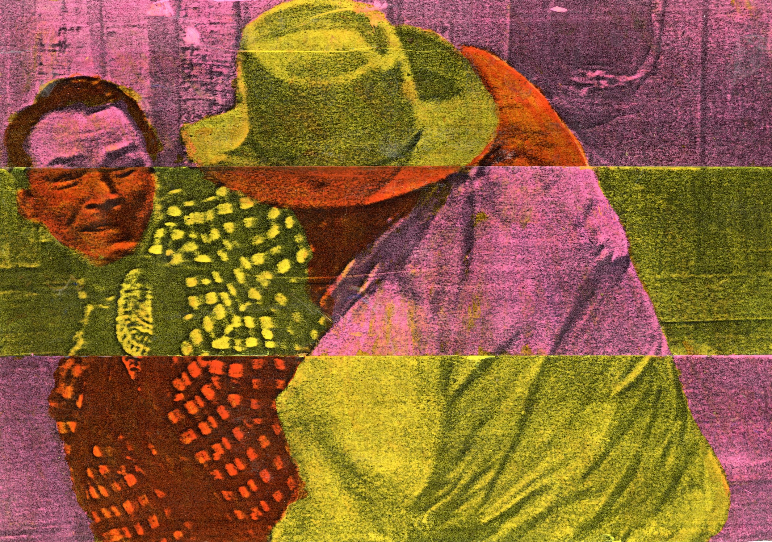 Hunter McArthur, 𝘜𝘯𝘵𝘪𝘵𝘭𝘦𝘥 (𝘉𝘢𝘳 𝘍𝘪𝘨𝘩𝘵), 2025, acrylic reverse painting on xerox tape transfer