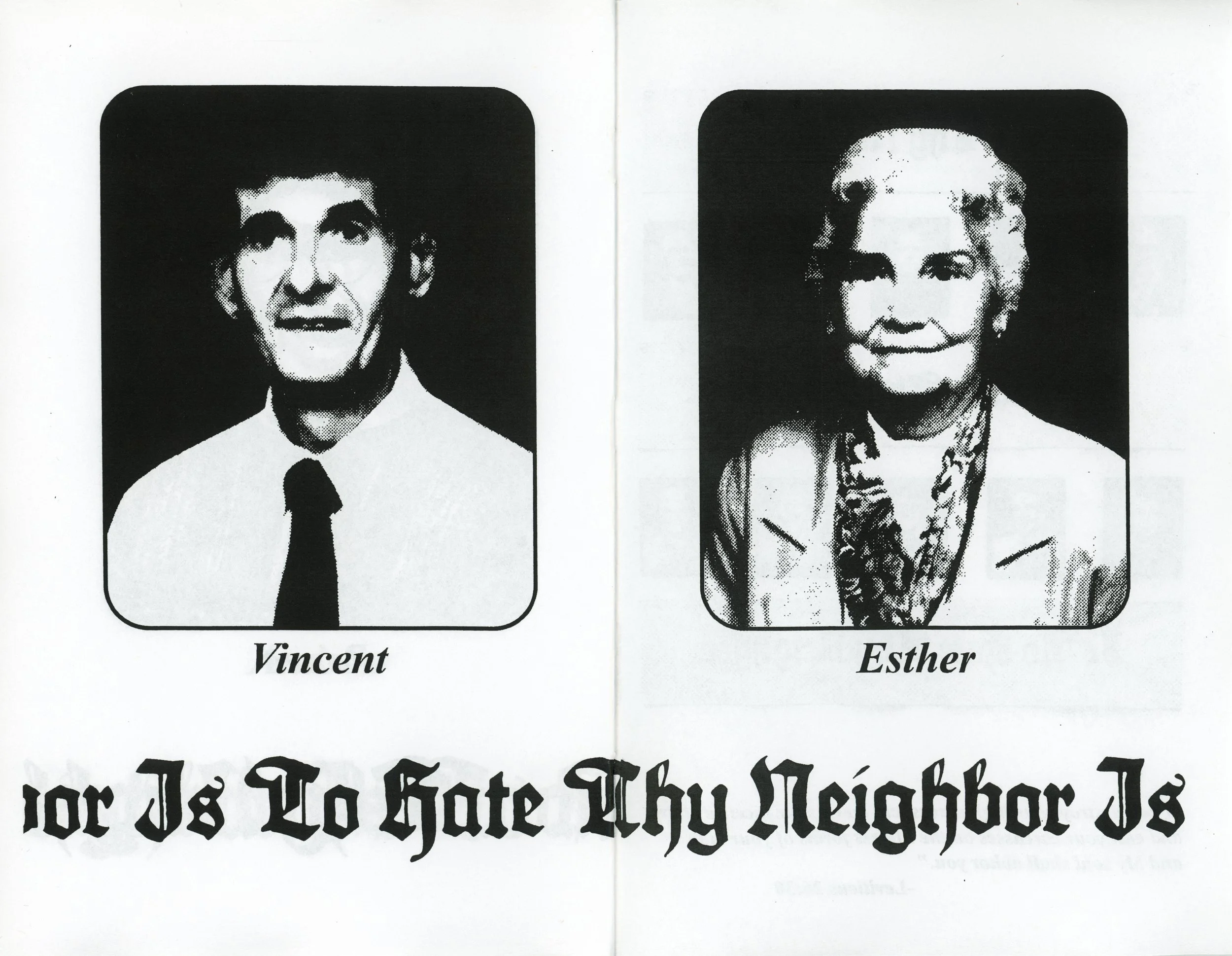 Hunter McArthur, Supplemental Zine for 𝘗𝘢𝘳𝘪𝘴𝘩𝘪𝘰𝘯𝘦𝘳𝘴 (𝘛𝘰 𝘒𝘯𝘰𝘸 𝘛𝘩𝘺 𝘕𝘦𝘪𝘨𝘩𝘣𝘰𝘳), 2024, Xerox printed zine