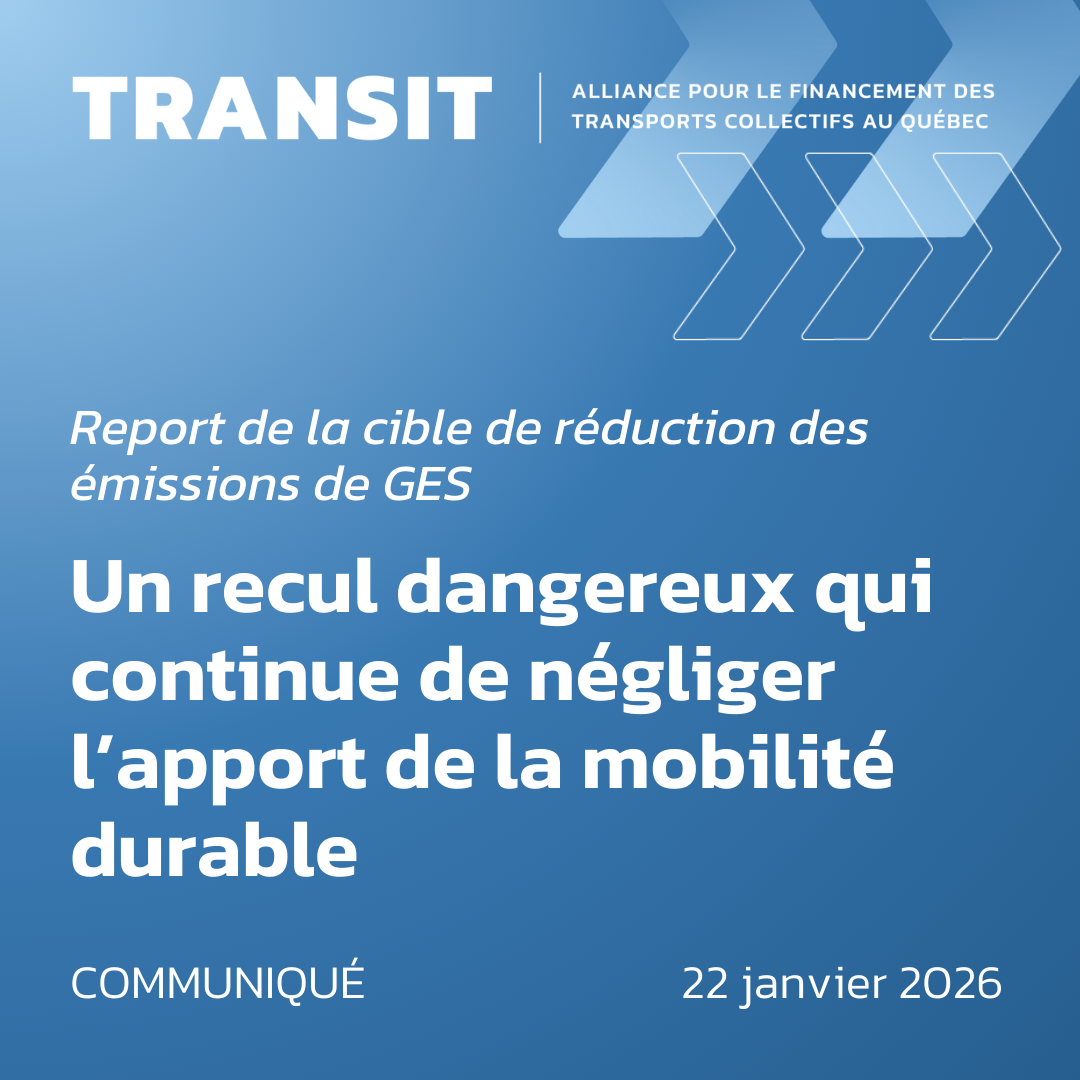 Report de la cible de réduction des émissions de GES: Un recul dangereux qui continue de négliger l’apport de la mobilité durable