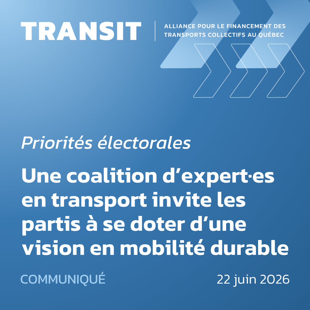 Une coalition d’expert·es en transport invite les partis à se doter d’une vision en mobilité durable