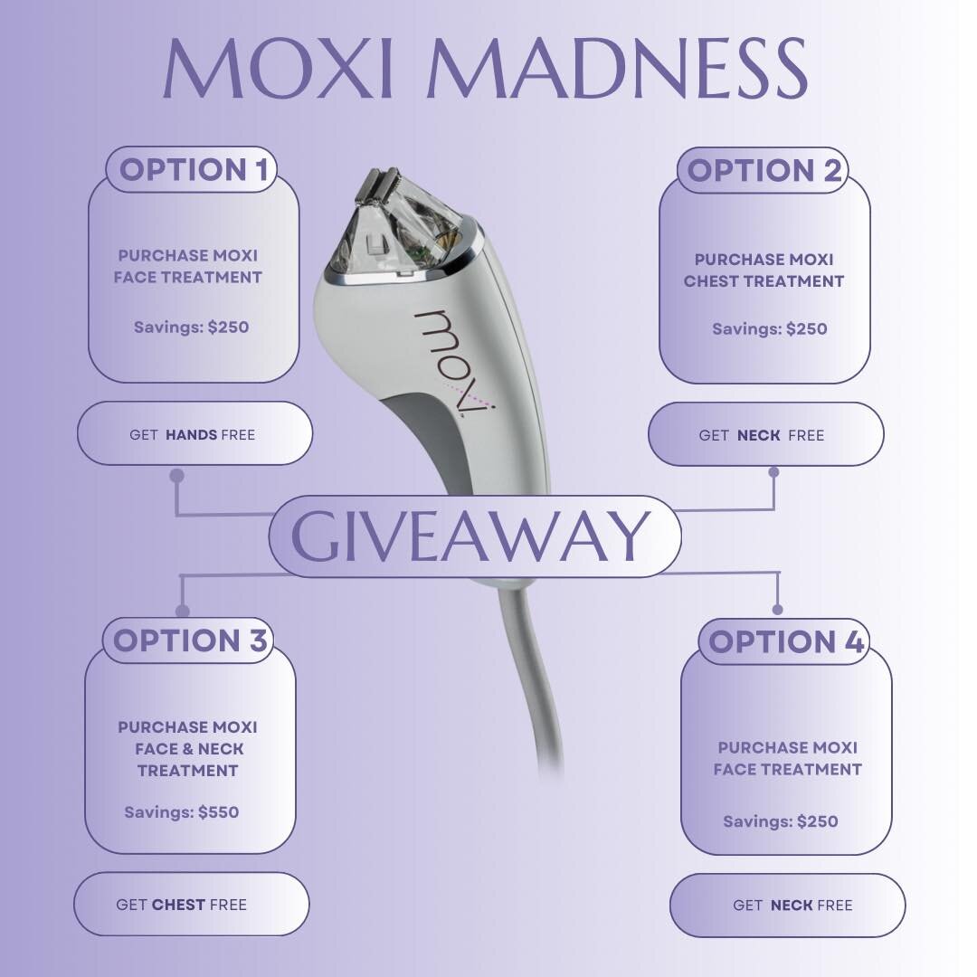 ✨March Moxi Madness✨
One month only! 
Screen shot your options 📸
1️⃣ buy Moxi face get Moxi neck free! Savings $250
2️⃣ buy Moxi face get Moxi hands free! Savings $250
3️⃣buy Moxi chest get Moxi neck free! Savings $250
4️⃣ buy Moxi face and neck get