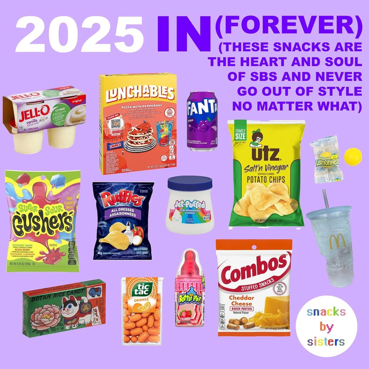 This is our Snack by Sisters Evergreen List&copy;️ for 2025. We always find ourselves going back for these snacks and they have become staples in our pantries and in our hearts. They are the true essence of what Snacks by Sisters is, our mission, and