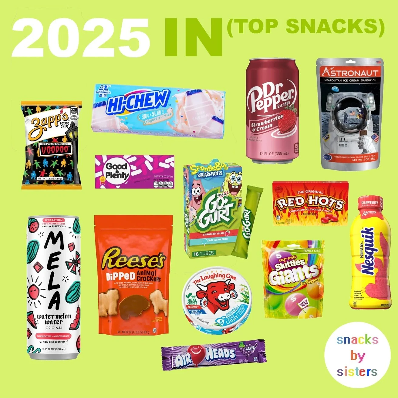 Welcome back to this year&rsquo;s installments of the official Snacks by Sisters Snacking In and Out List&copy;️for 2025. 

We had a really good year for snacks. We love trying the new innovative snacks from our most trusted brands, as well as seeing