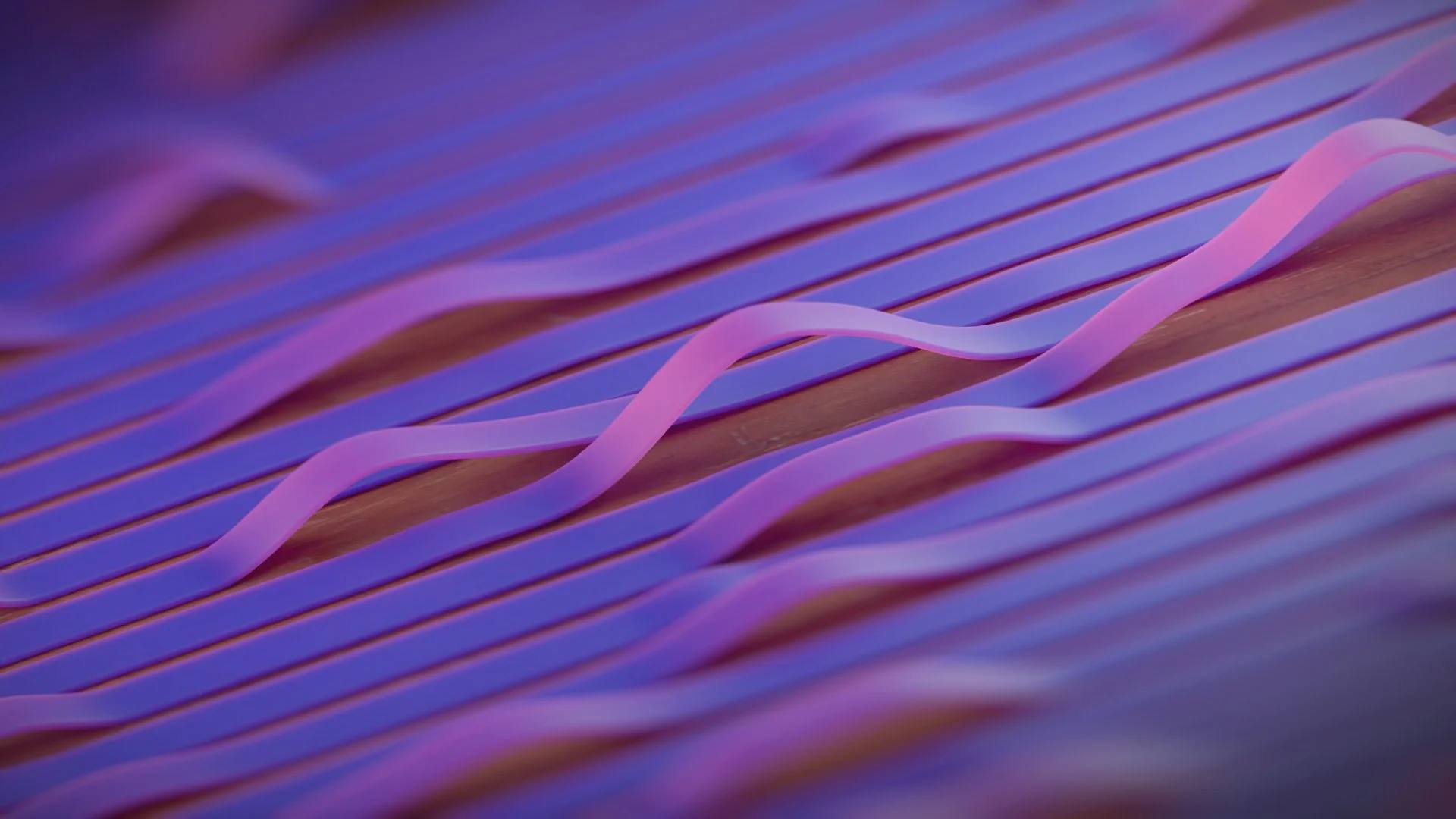 Abstract design with purple and pink wavy lines.