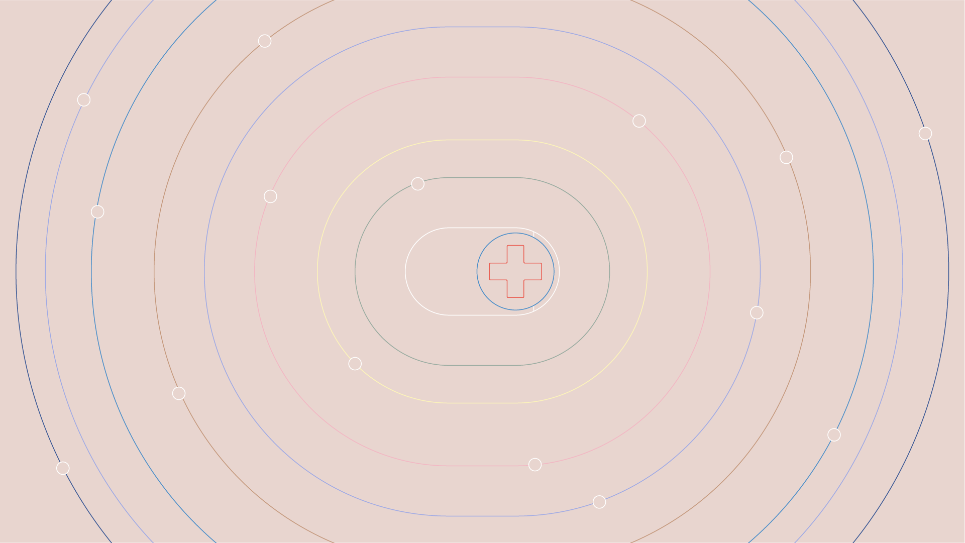 Abstract pattern with concentric circles and a medical cross in the center