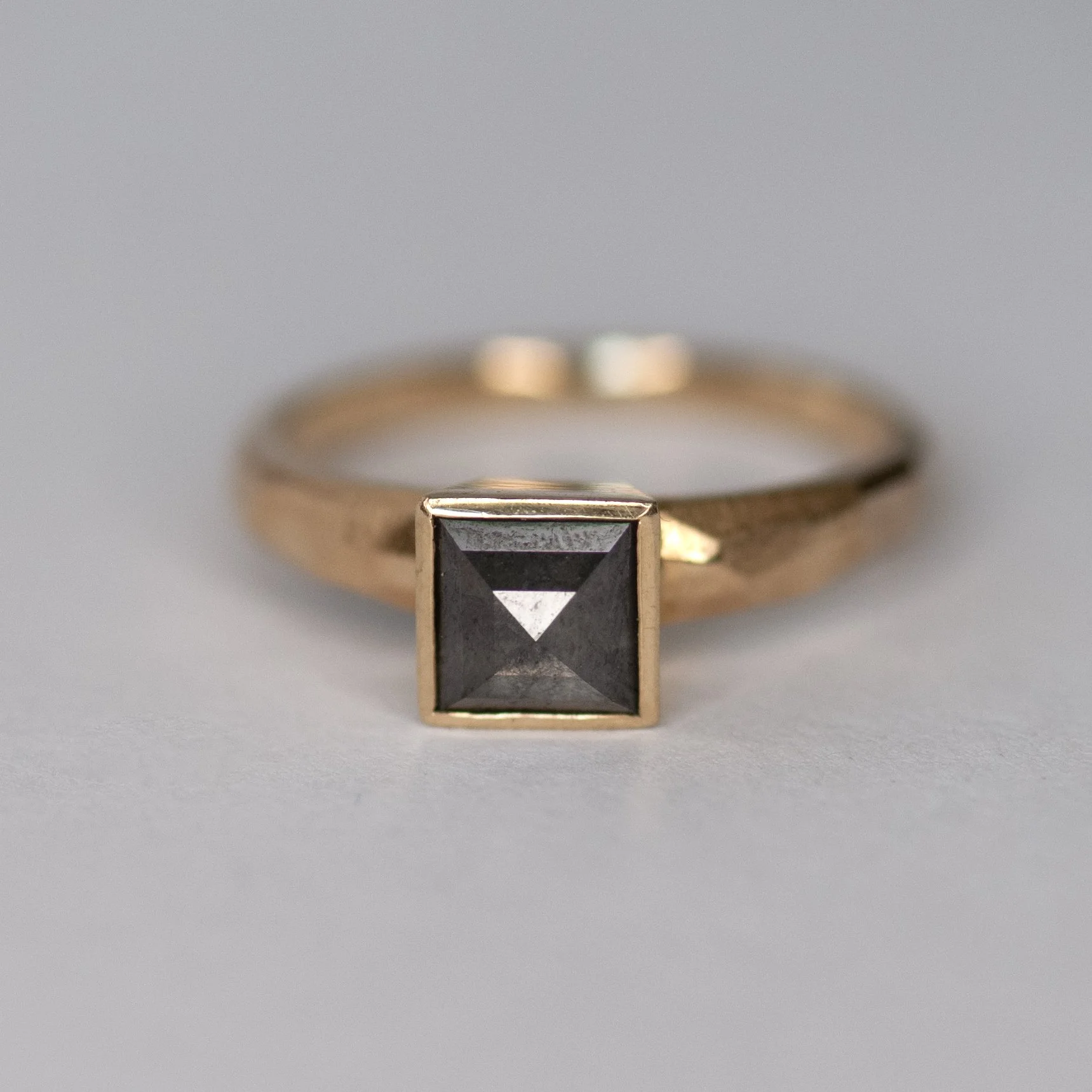 Square Pepper Diamond 'Hewn' Solitaire