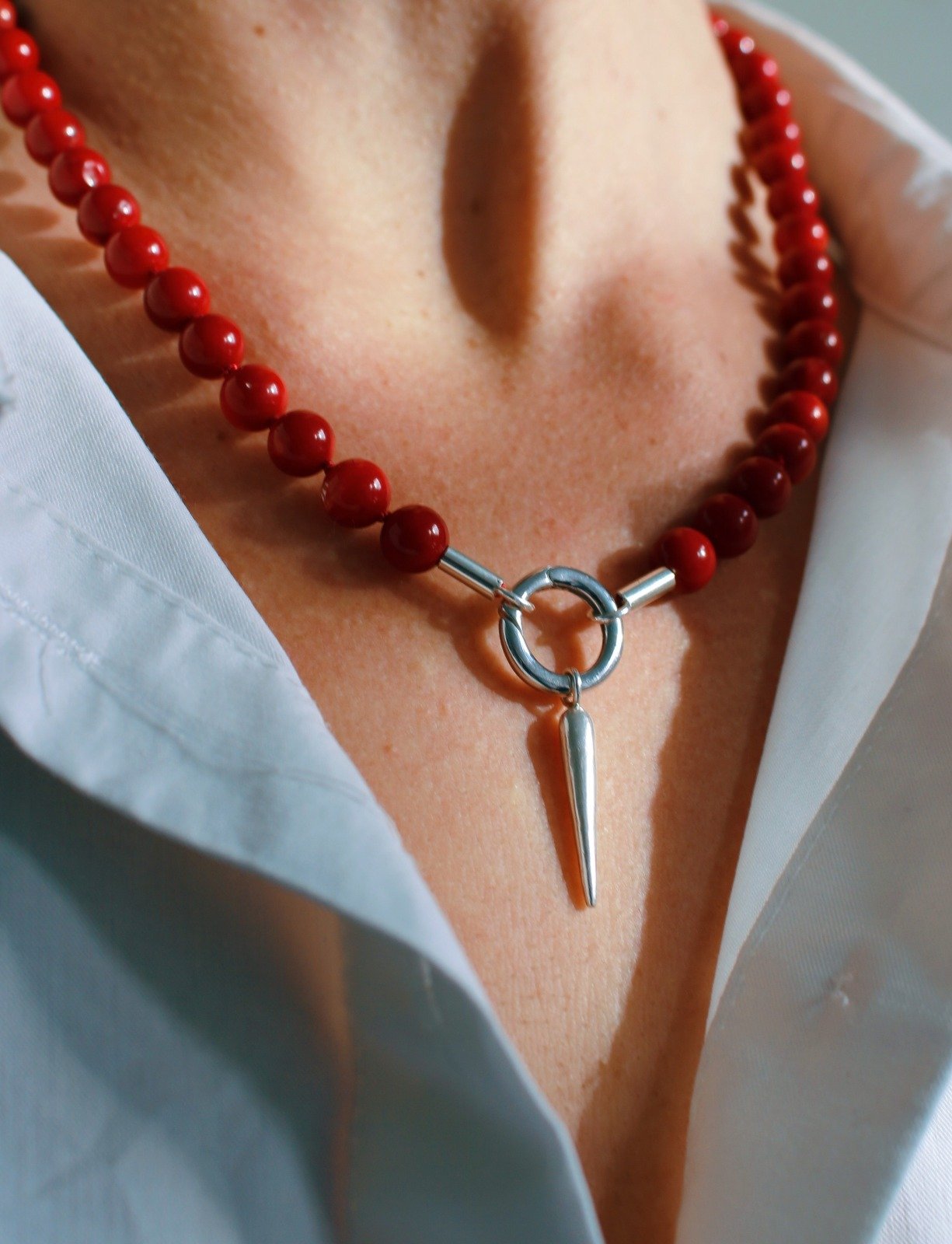 Red Tiger's Eye Charm Necklace