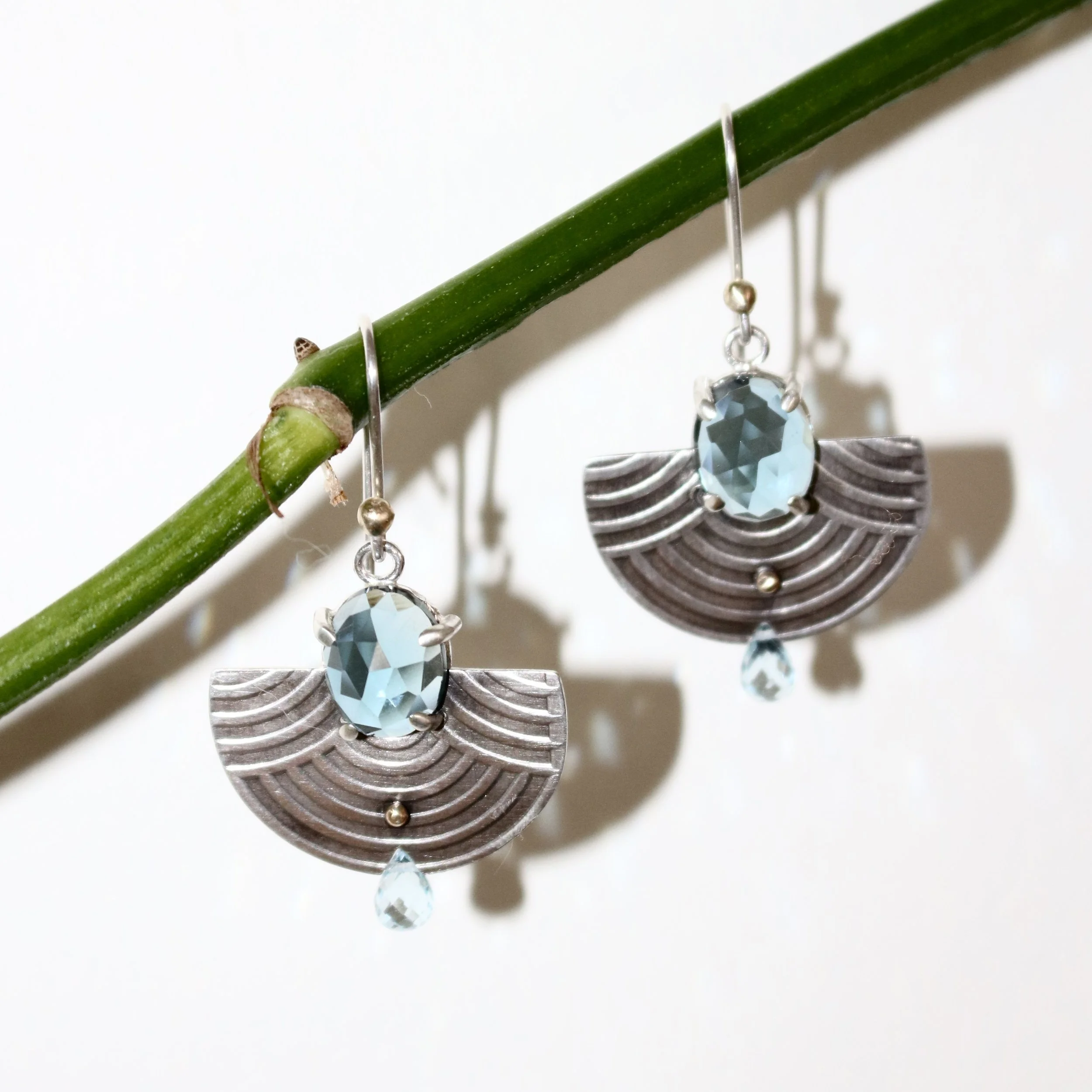 Deco Blue Topaz Earrings