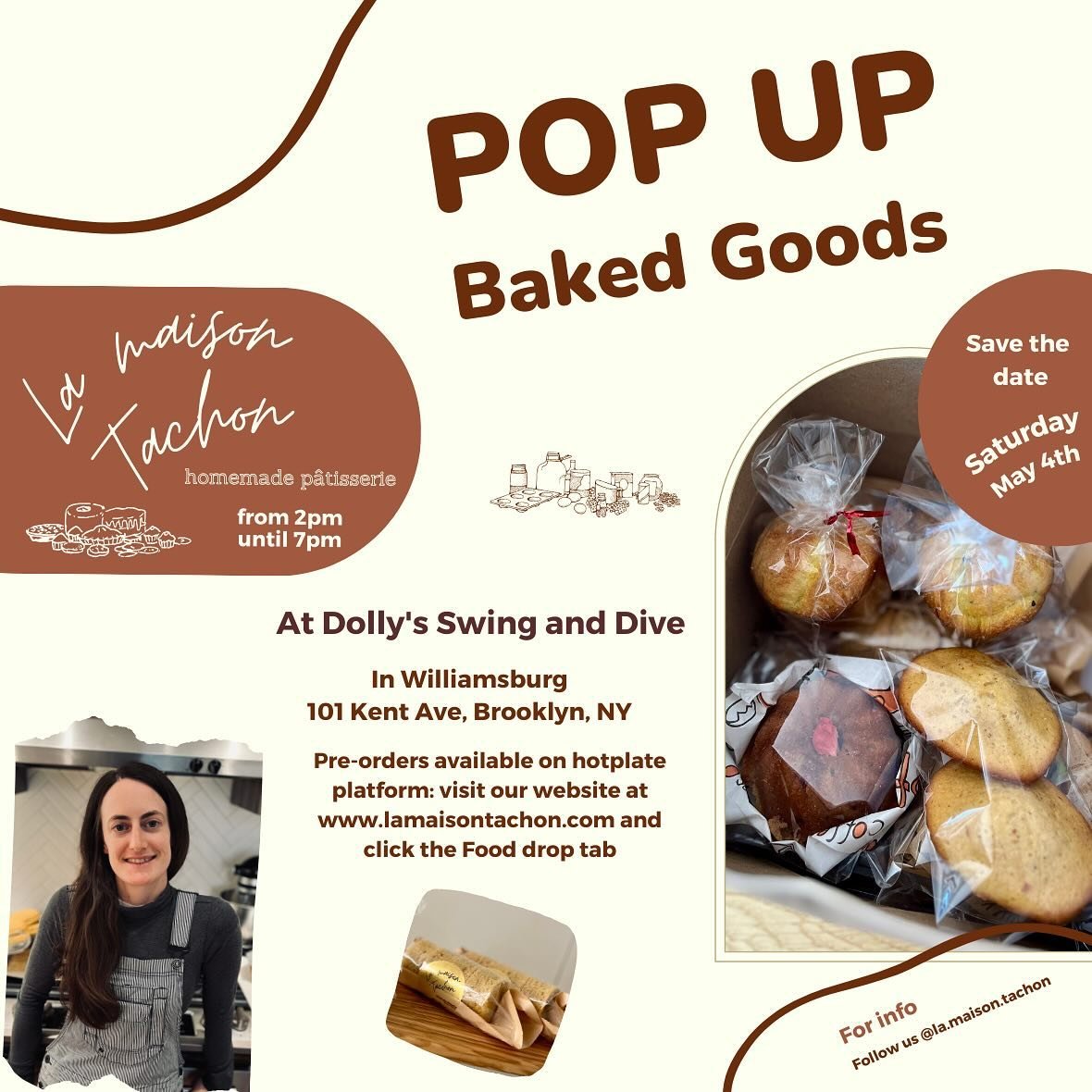 Hello everyone 👋 

Save the date, next Saturday May 4 we will be at @dollysbk for our 1st Pop Up event in person 😊 we will have 3 exclusive products 🤤

I hope to see you there and come say Hi!

From 2pm to 7pm or sold out.

On the menu:

- strawbe