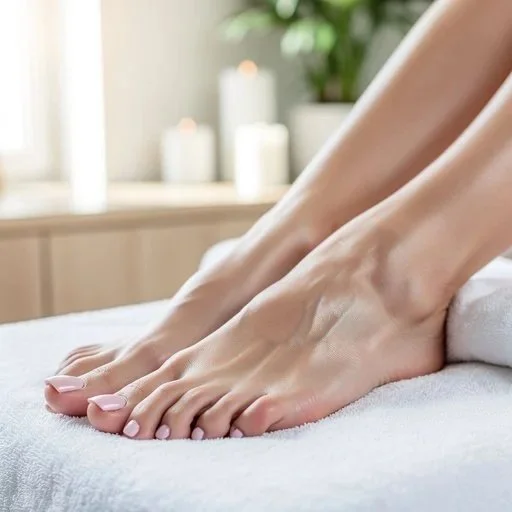 Woman receiving advanced medical grade foot care at Elevate Laser and Wellness in Collingwood, Ontario.