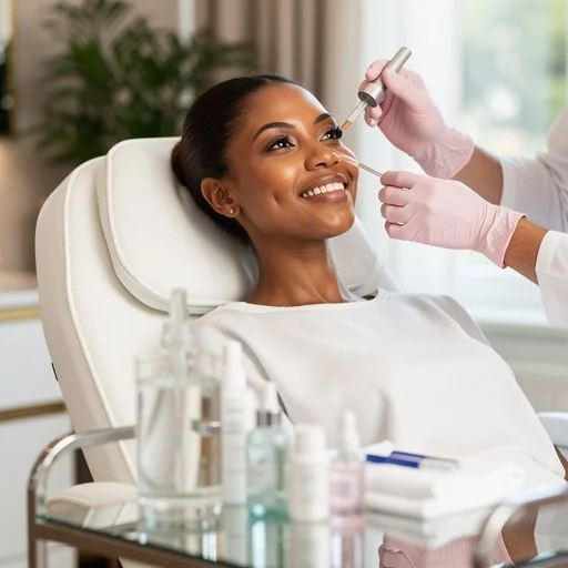 Woman receiving luxury skin care at Elevate Laser and Wellness in Collingwood, Ontario.