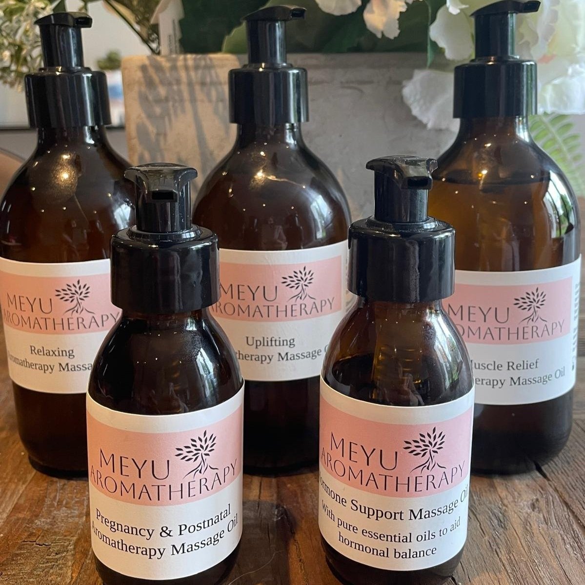 bottles of massage oil