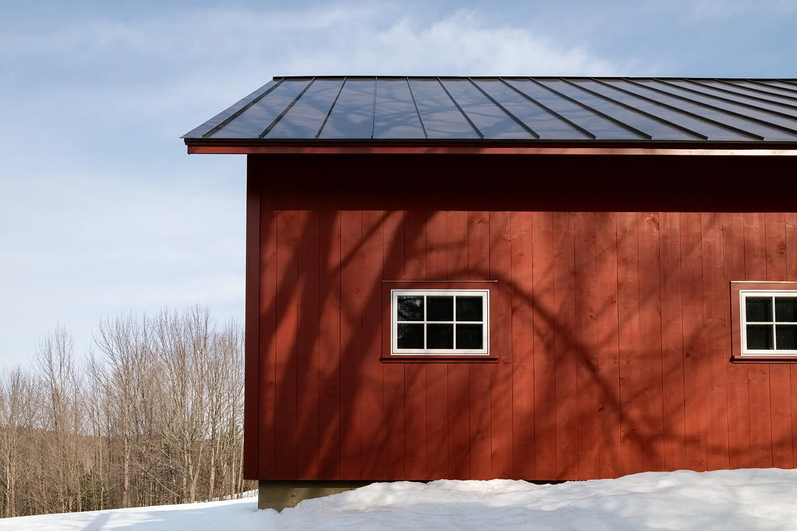 South side of a classic Vermont red barn