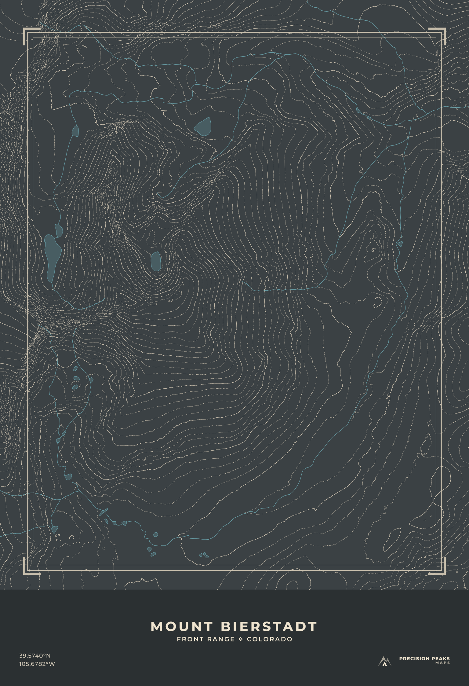 Mount Bierstadt topographic print in the Granite Afterglow color style