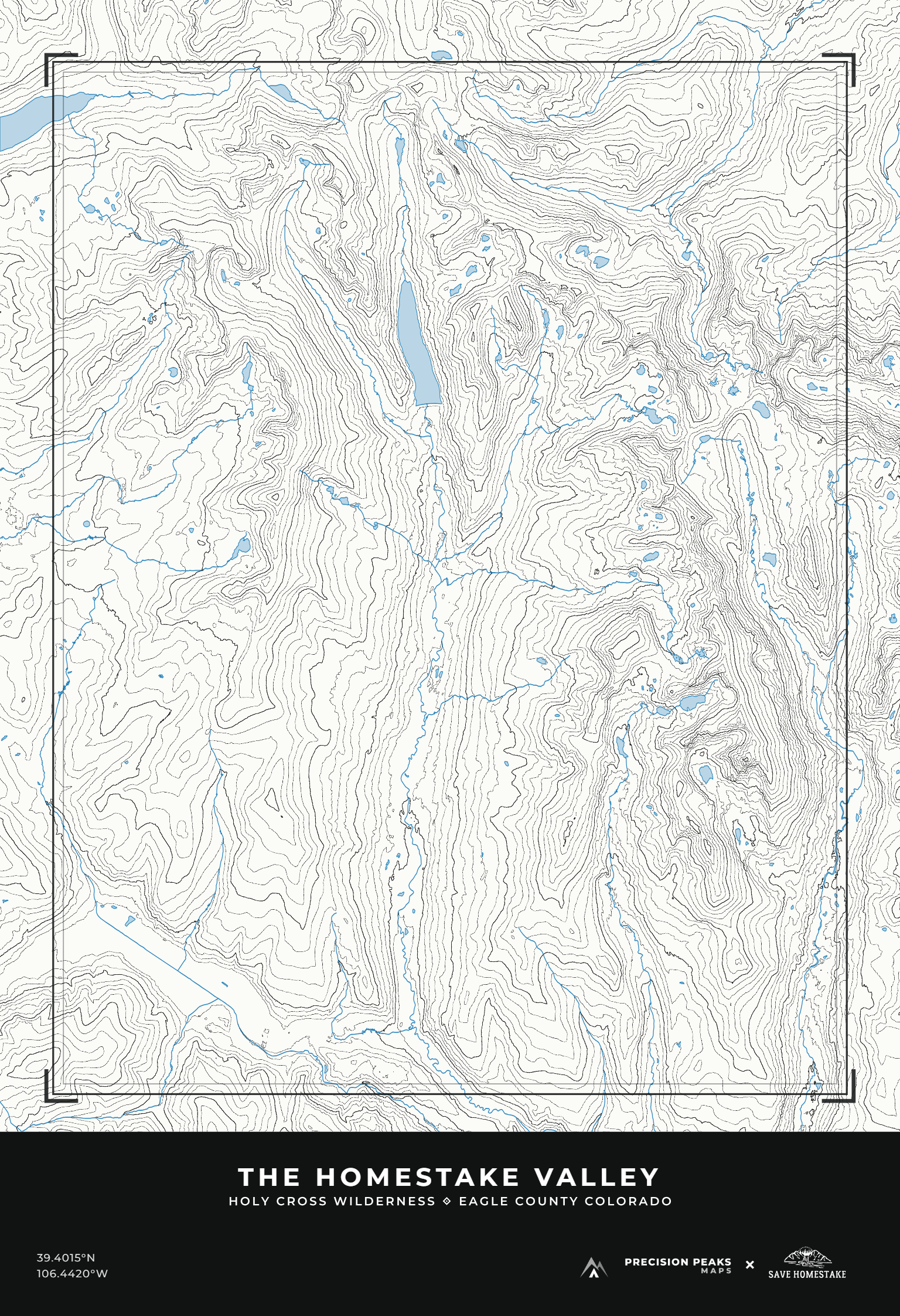 Homestake Valley topographic print in the Arete color style