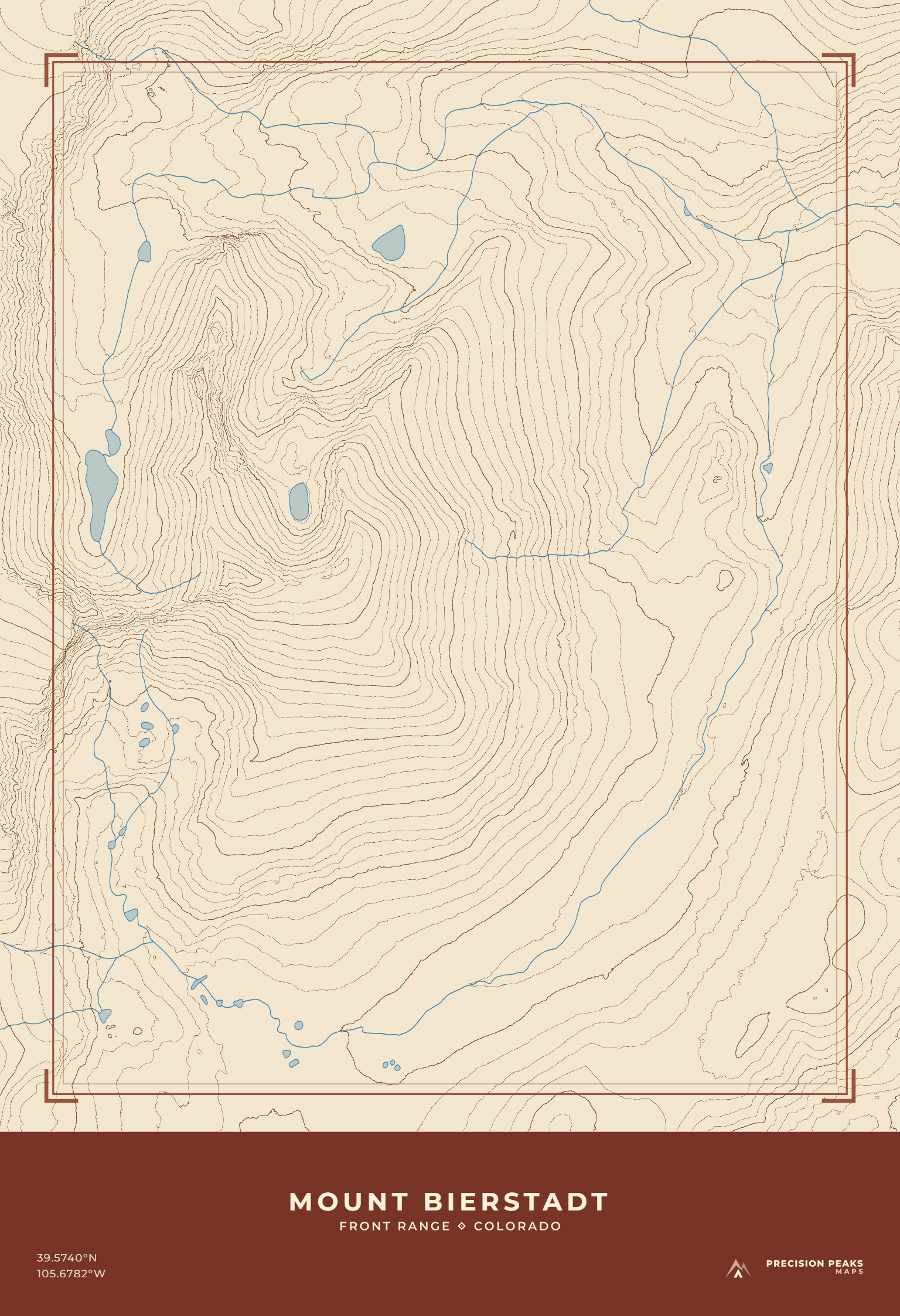 Mount Bierstadt topographic print in the Red Rock Ledger color style