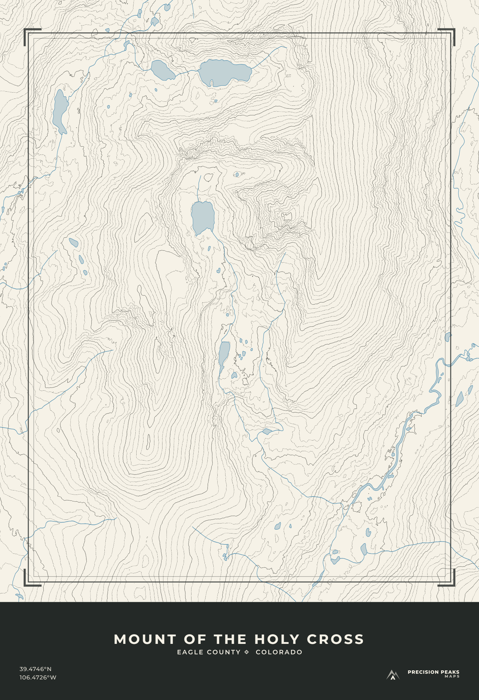 Mount of the Holy Cross topographic print in the Swiss Survey color style