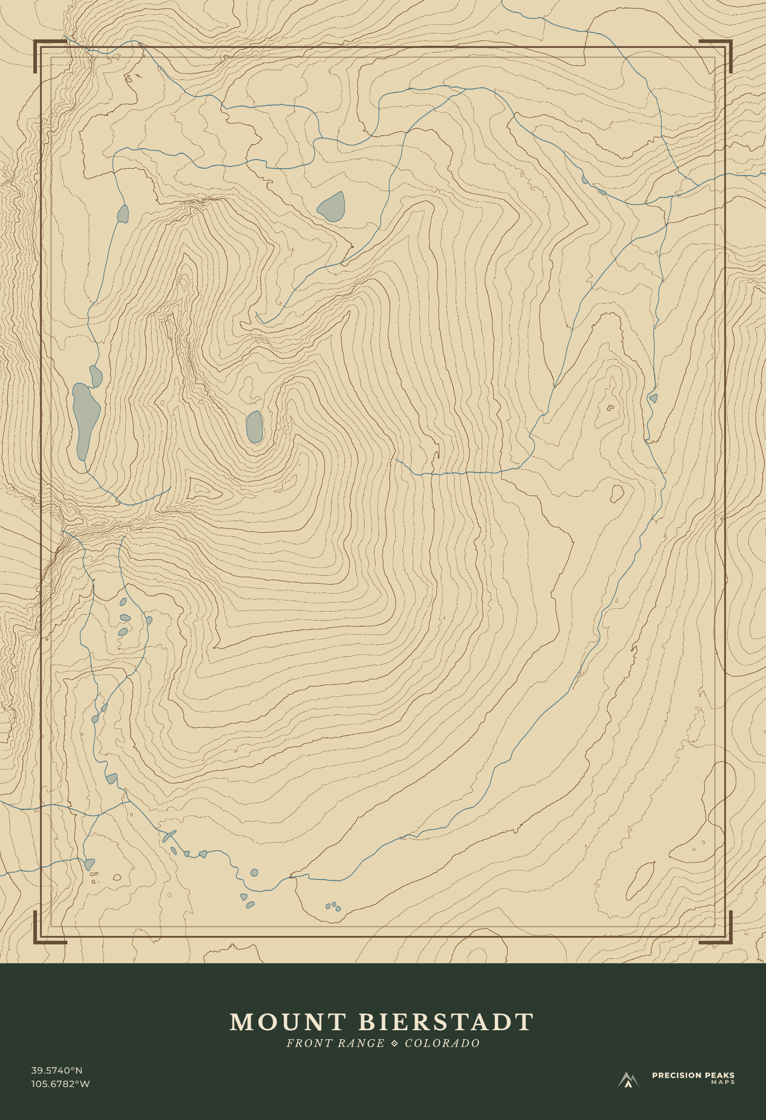 Mount Bierstadt topographic print in the Lost Gore Range color style